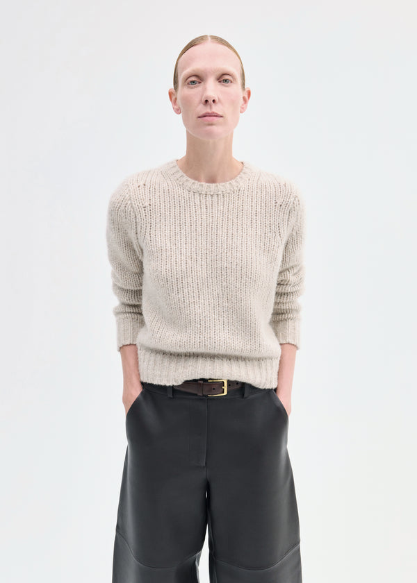 Fitted Crew Sweater in Cashmere Silk  - Arctic - CO