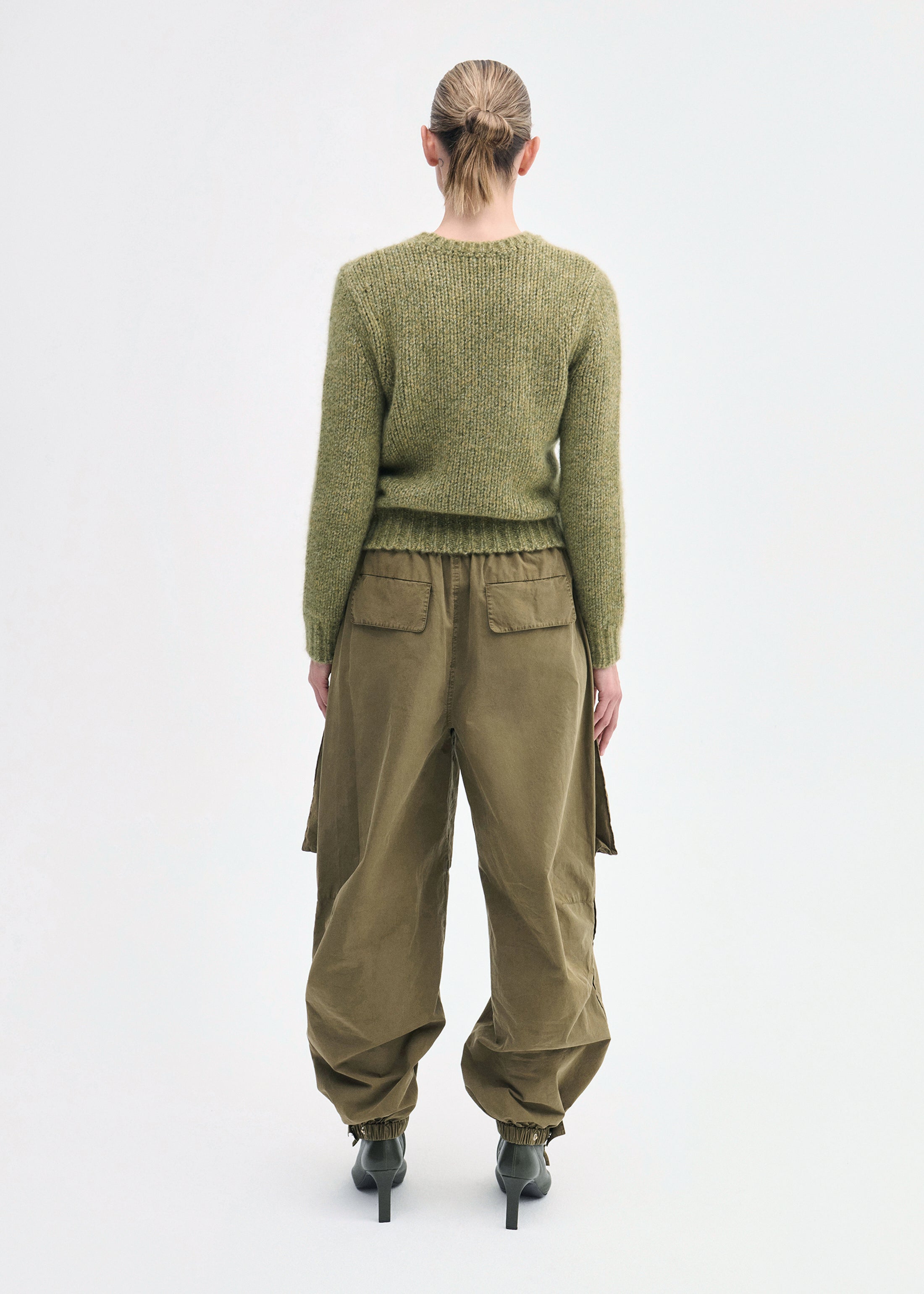 Fitted Crew Sweater in Cashmere Silk - Mossy