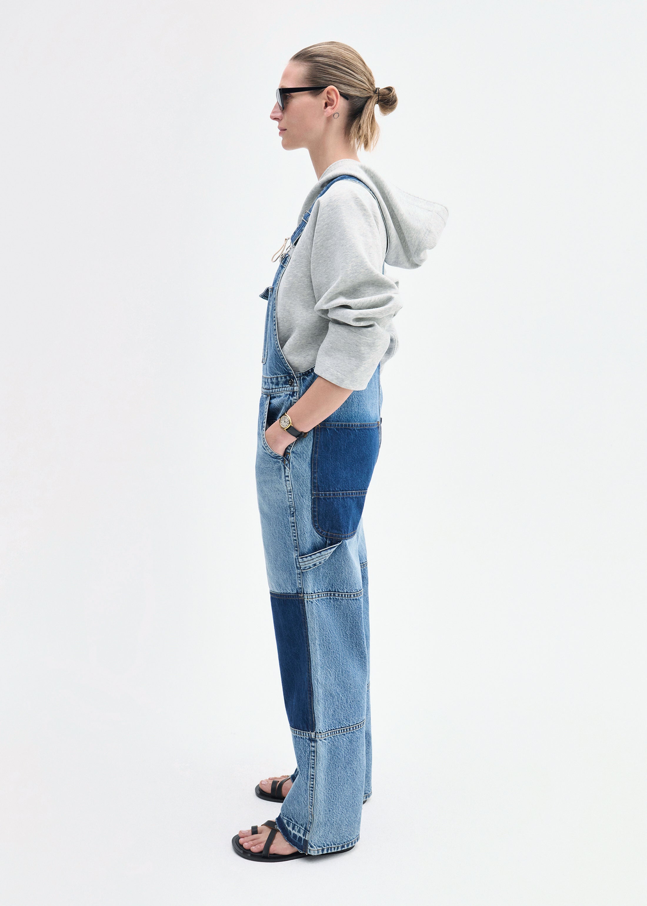 Patchwork Denim Overall - Indigo