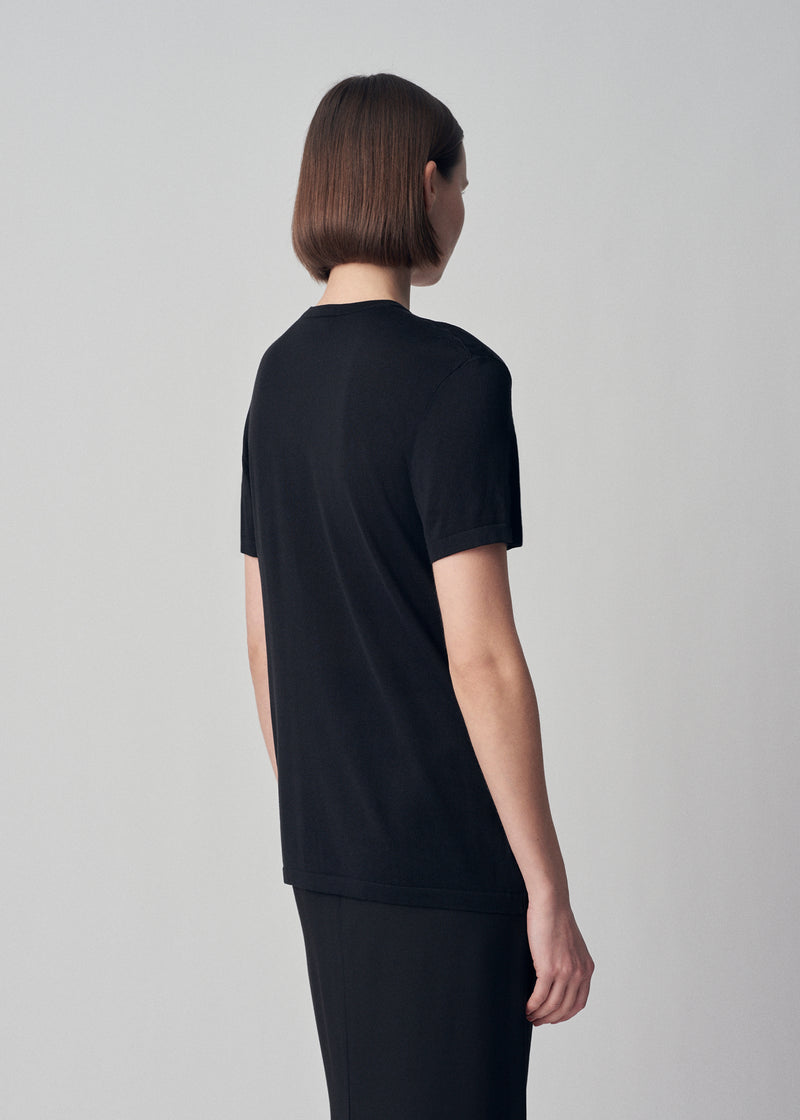 T-Shirt in Silk Knit - Black - CO