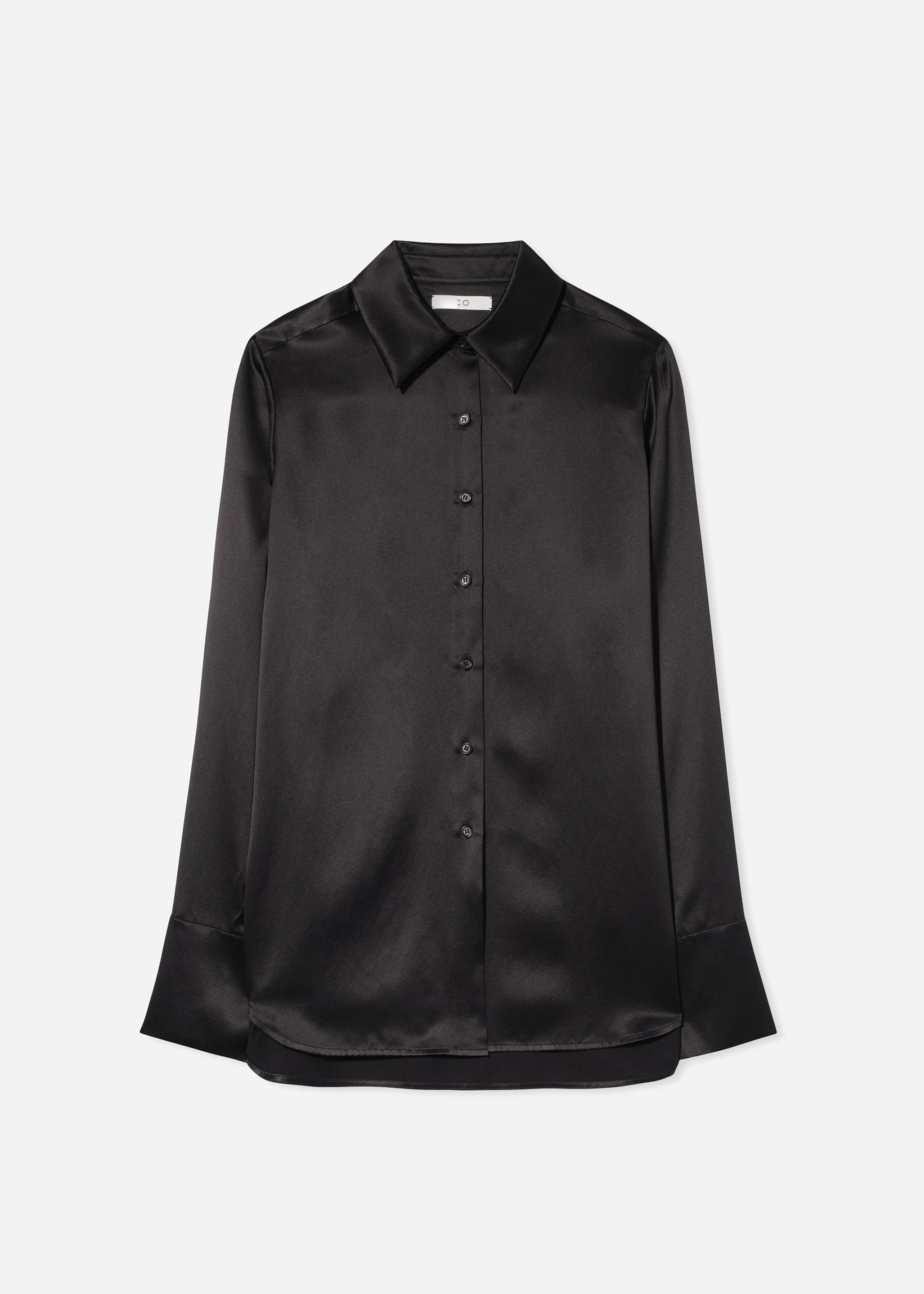 Button Down Shirt in Silk - Black