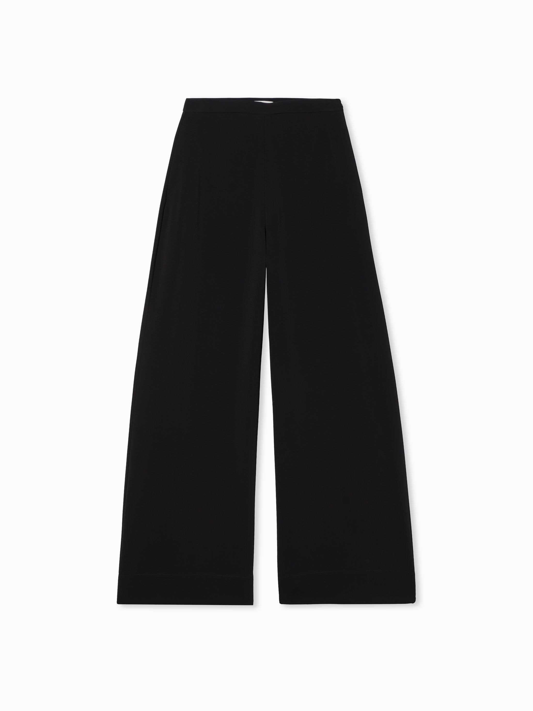 Wide Leg Pant in Crepe - Black