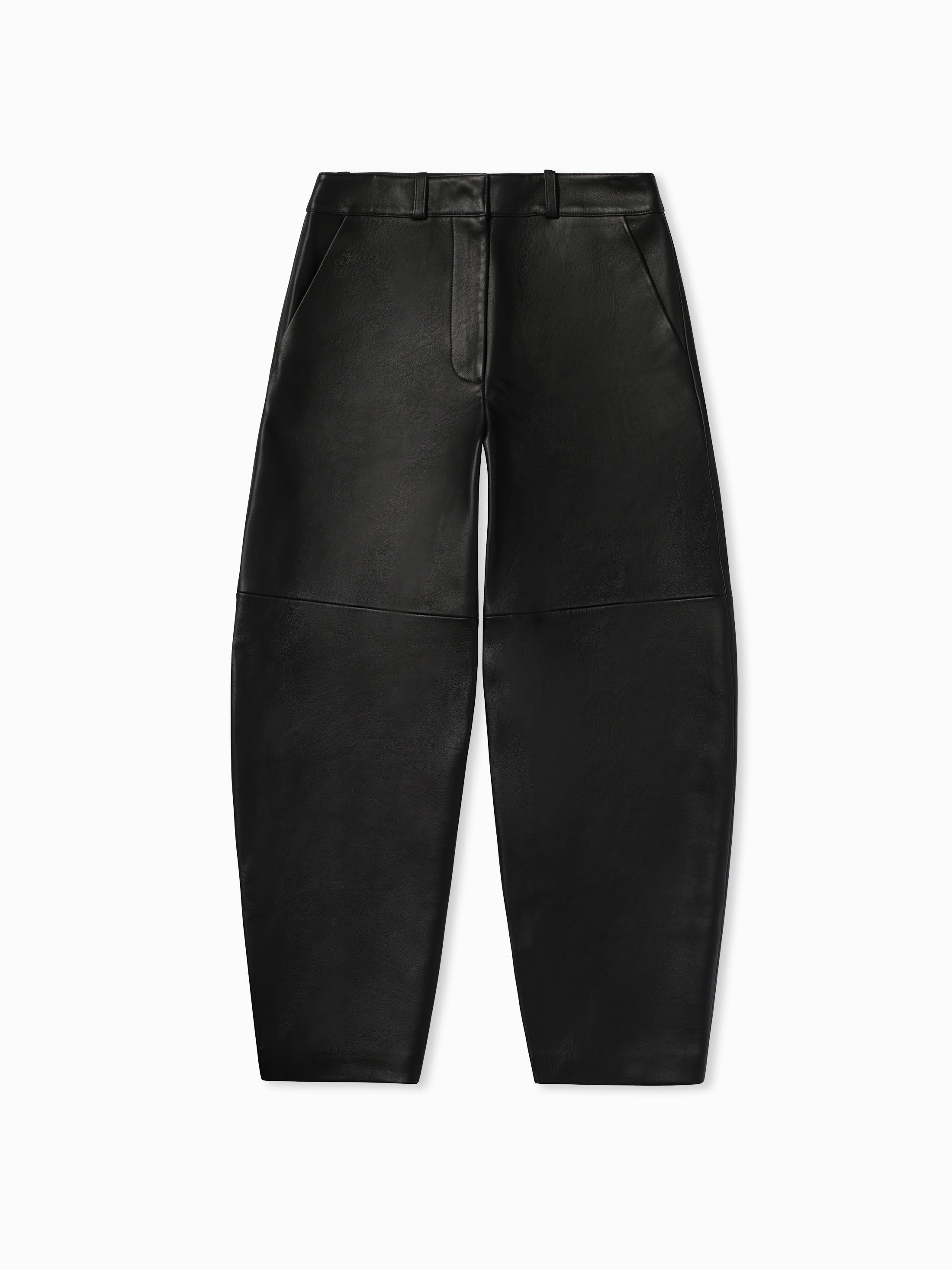 Cropped Leather Trouser - Black