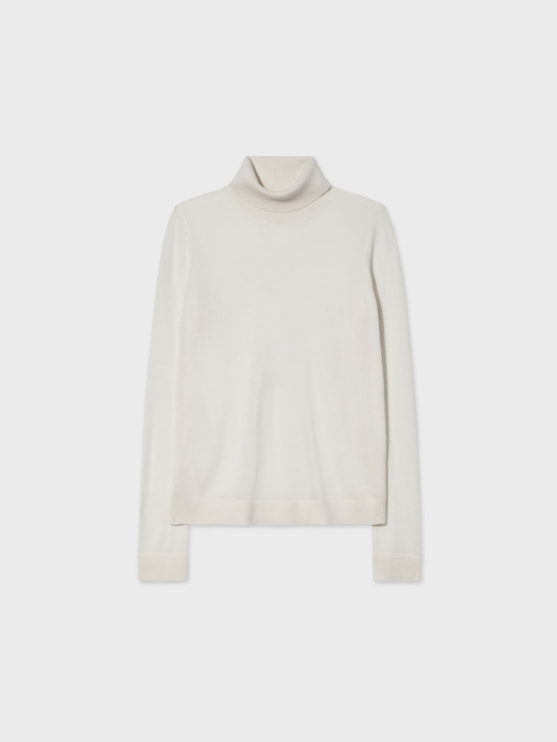 Slim Turtleneck in Fine Cashmere - Ivory - CO