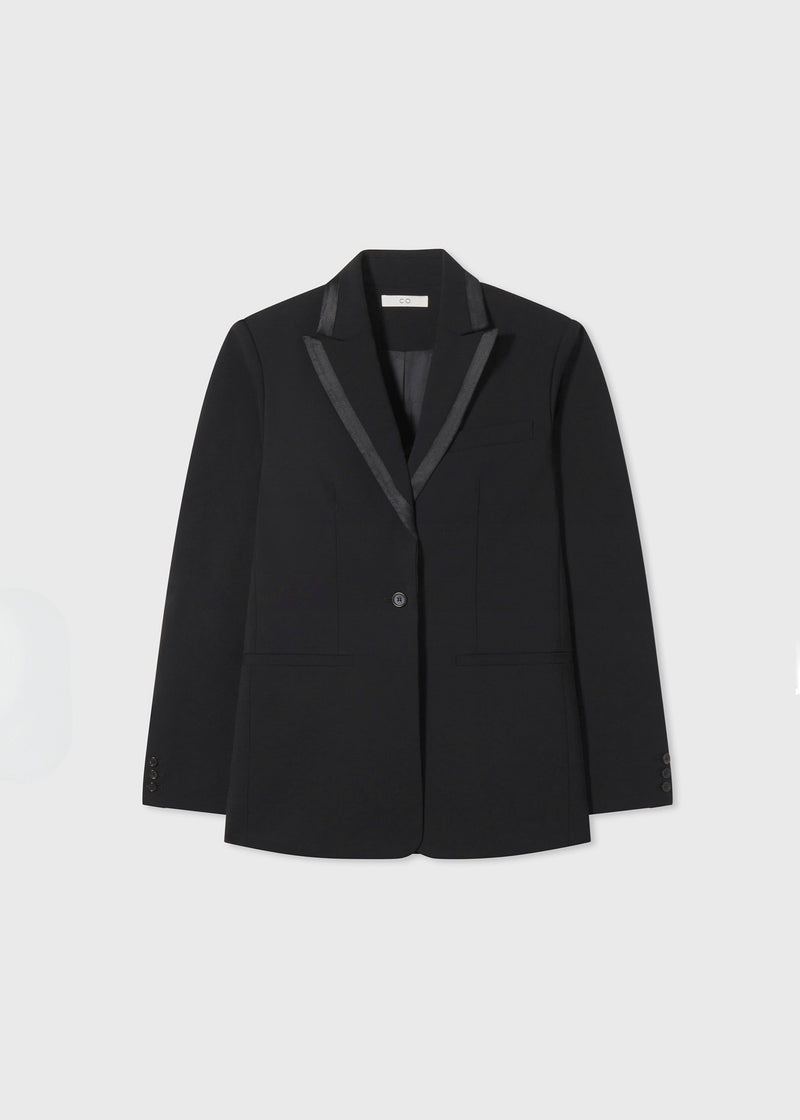 Tuxedo Jacket in Wool and Silk - Black - CO