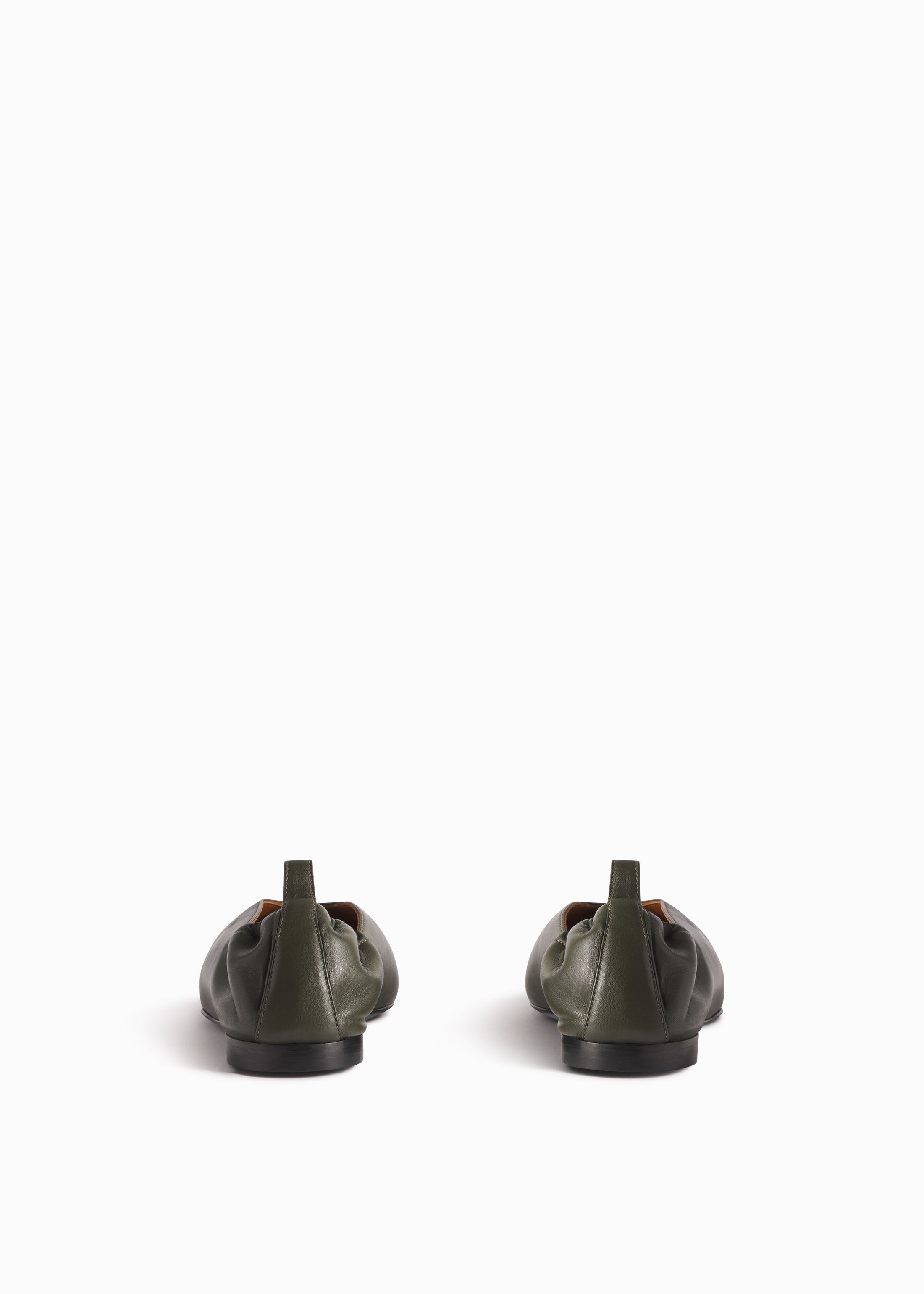 Ruched Back Pointed Flat in Olive