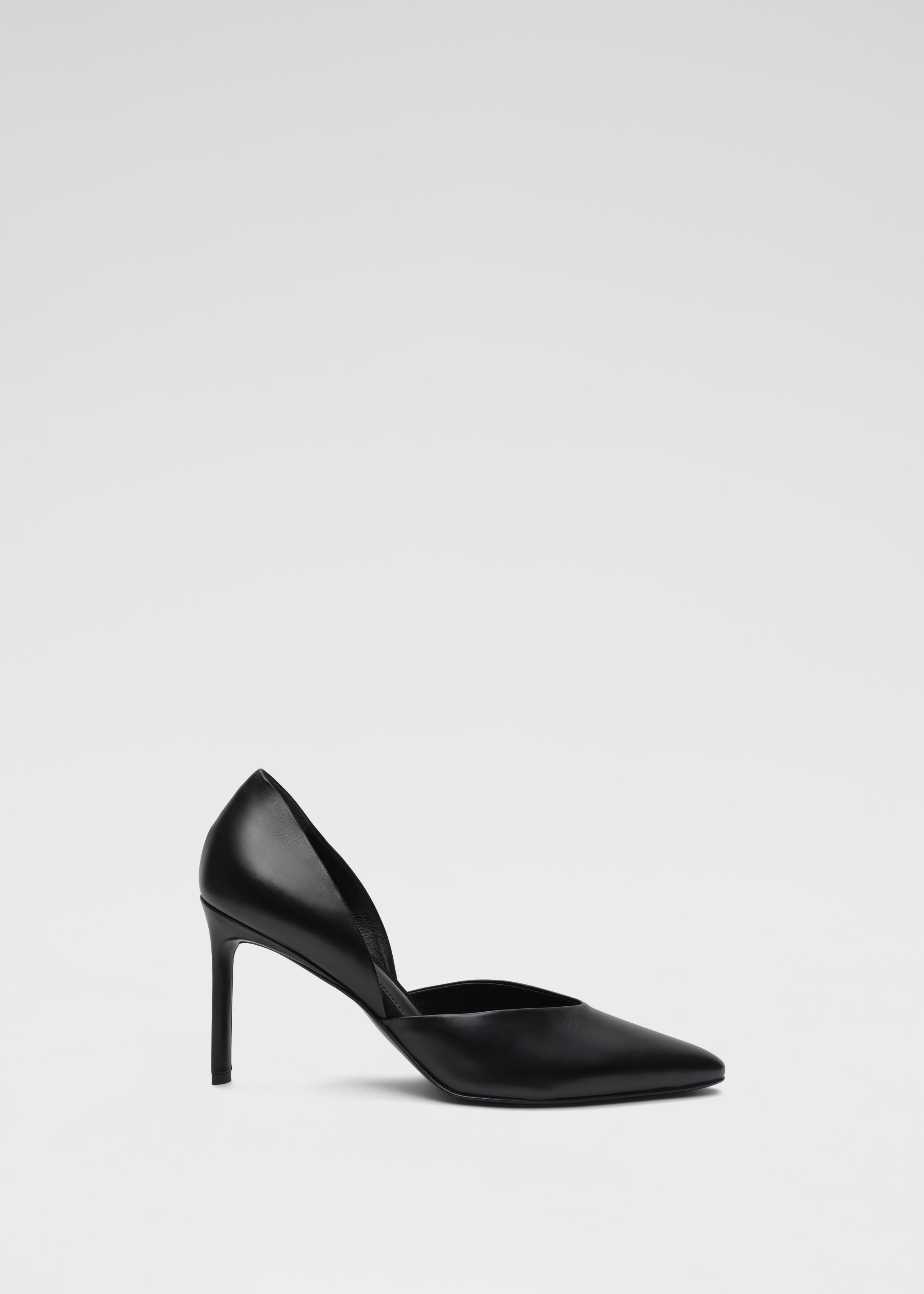 D'Orsay Heel in Leather - Black - CO Collections