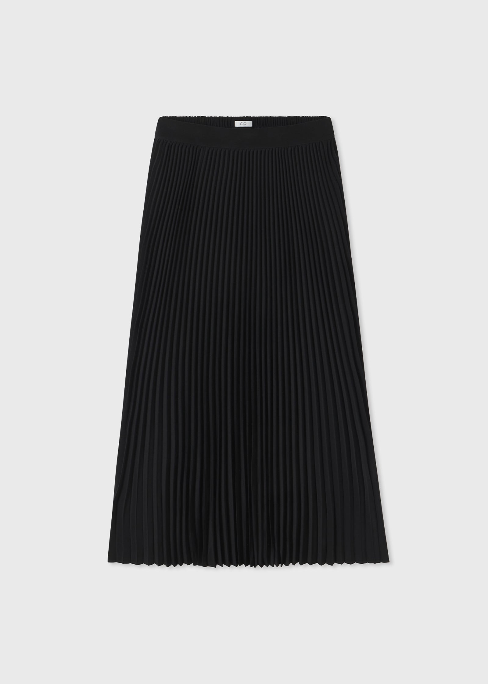 Pleated Elastic Waist Skirt in Stretch Crepe - Black - CO Collections