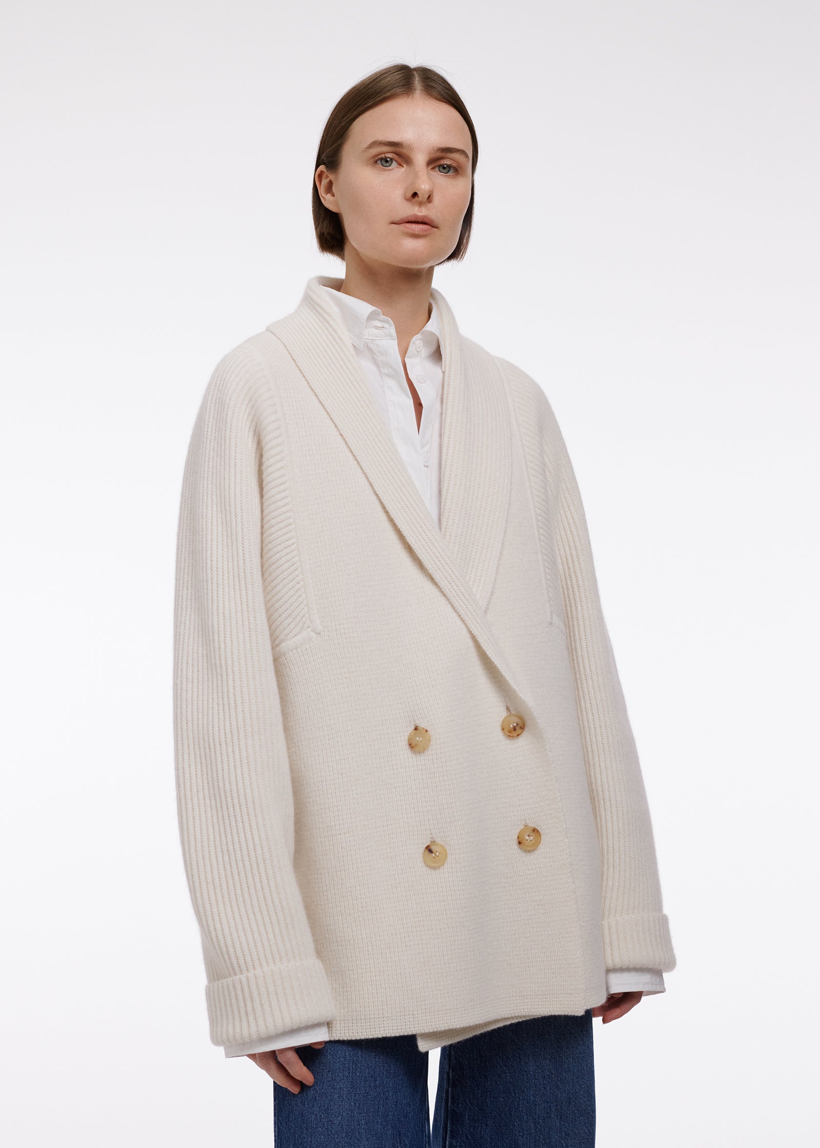 Double Breasted Cardigan - Ivory