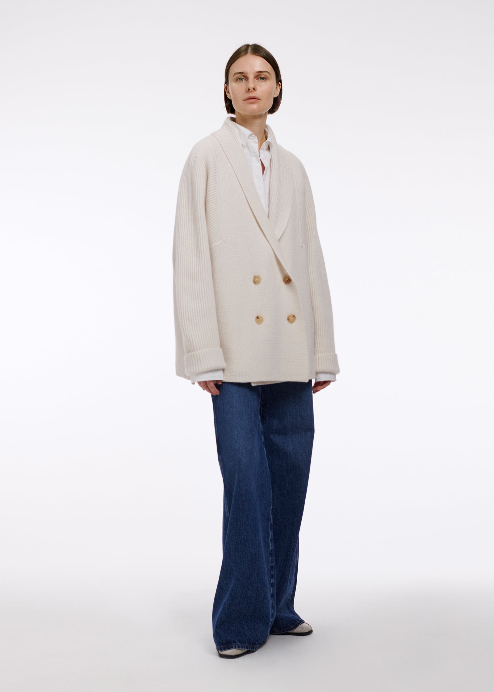 Double Breasted Cardigan - Ivory