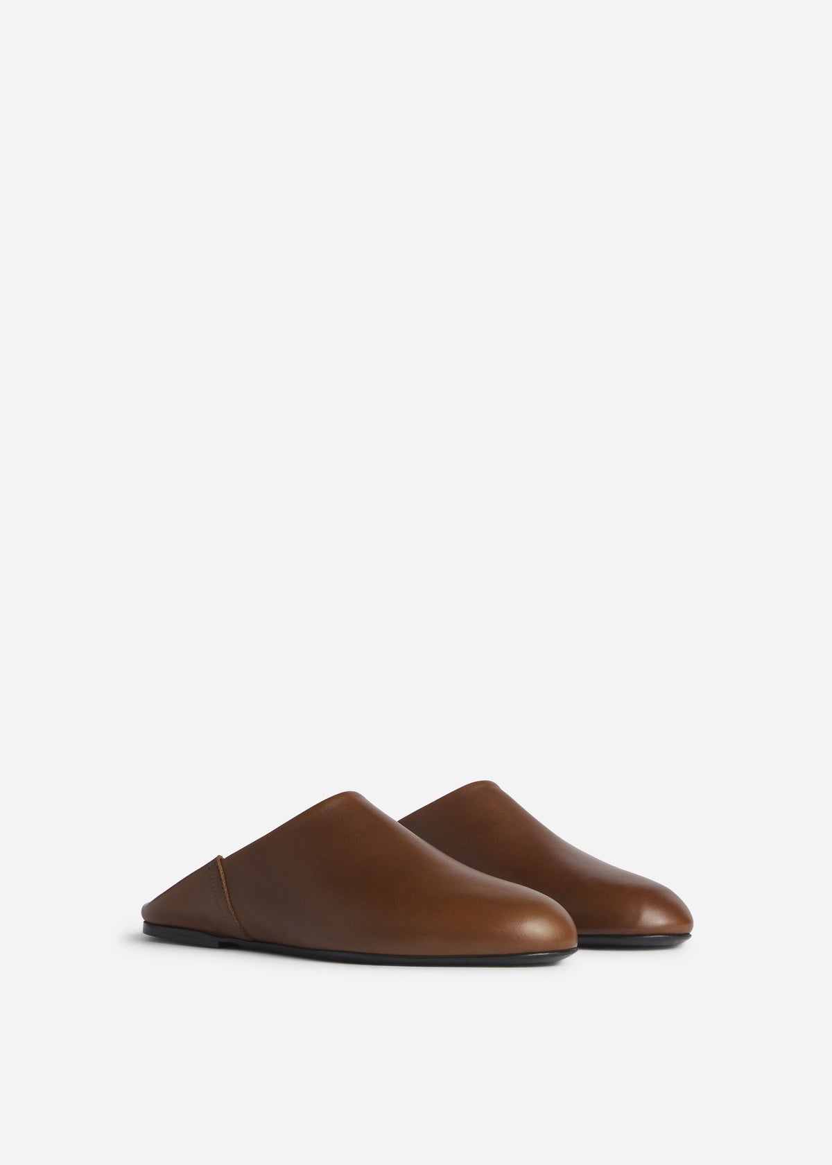 Babouche Mule in Smooth Leather - Cognac, image 2 of 3