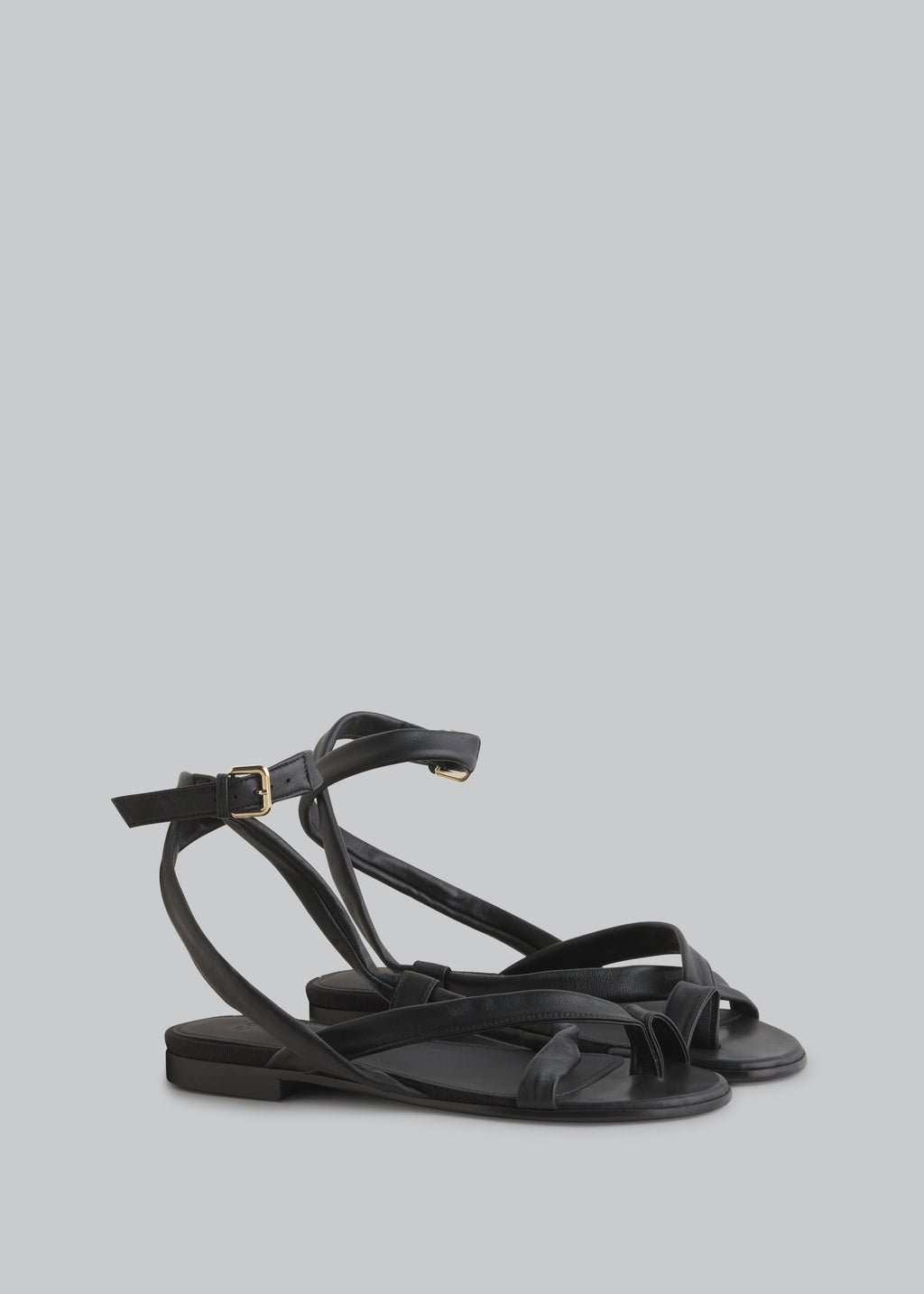 Asymmetric Toe Ring Gladiator Sandal - Black - CO