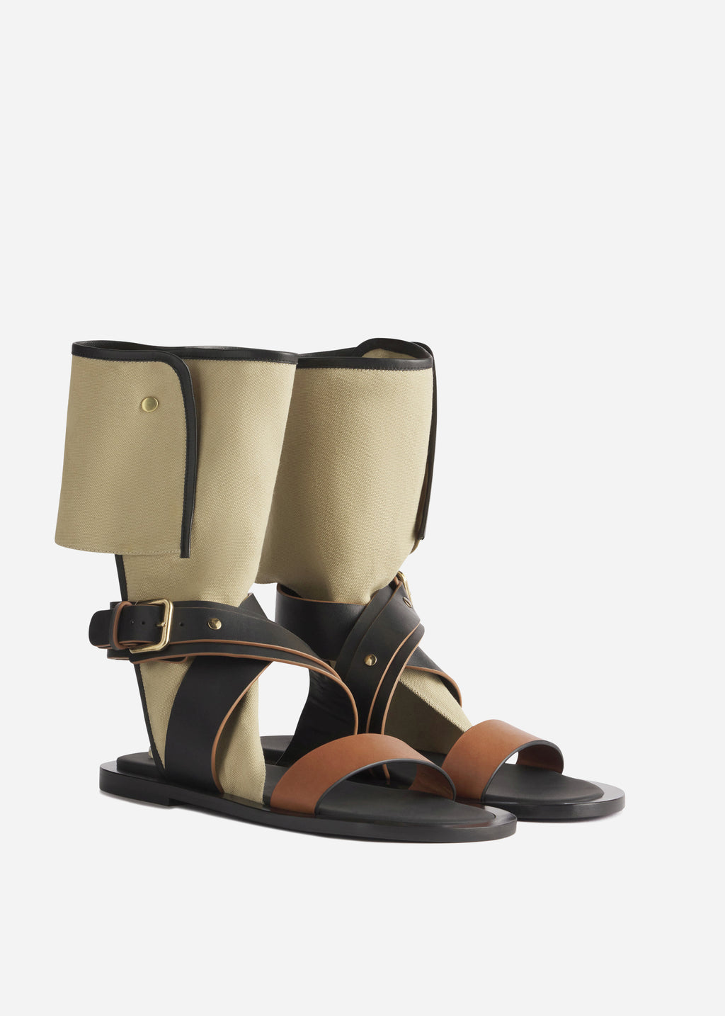 Canvas Gladiator Wrap Sandal in Ecru - CO