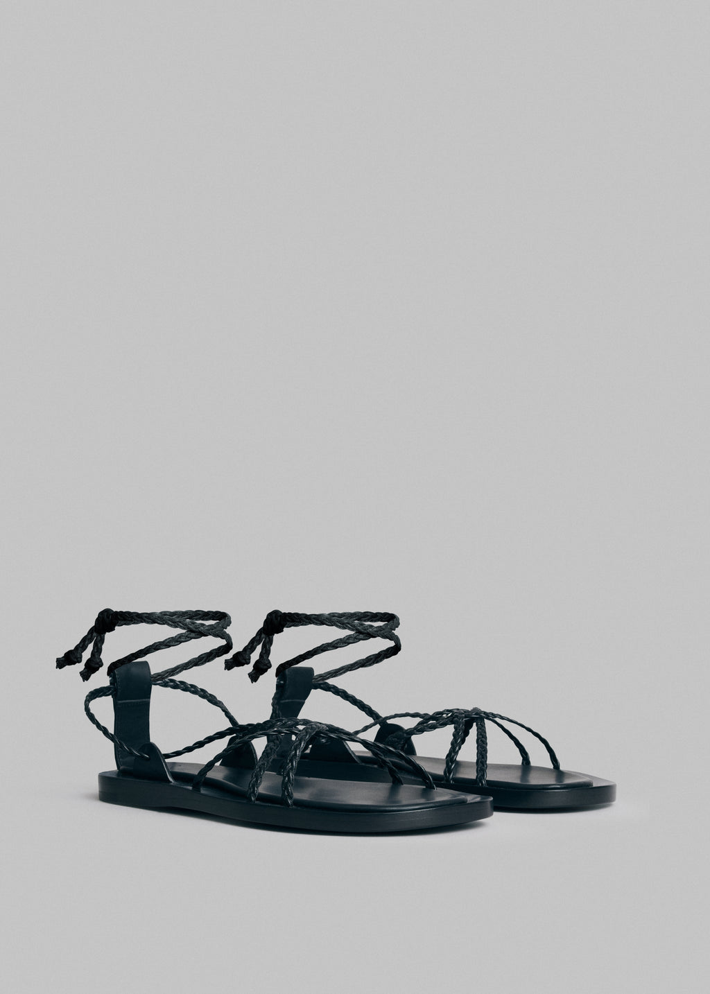 Gladiator Rope Sandal in Leather - Black - CO