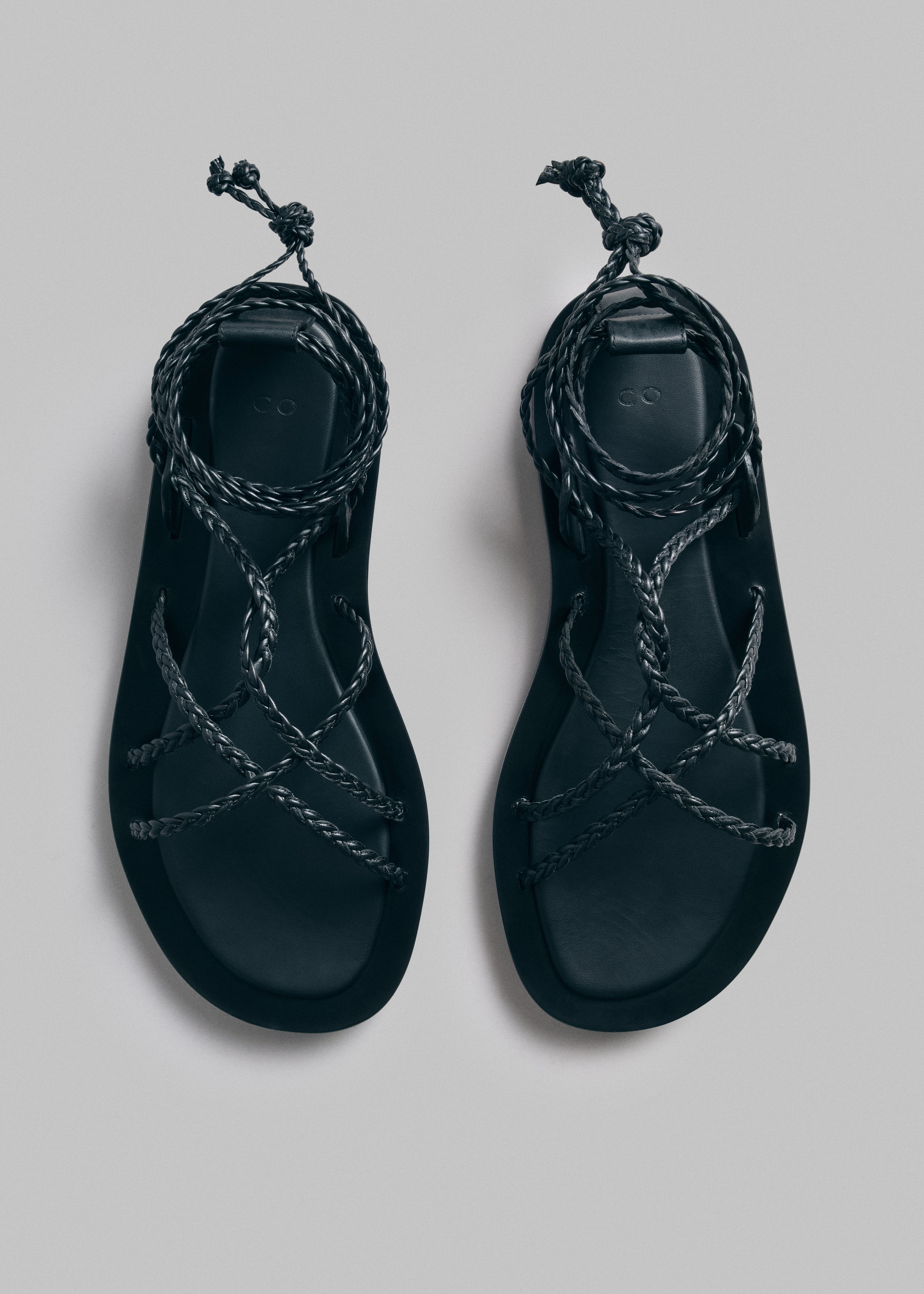 Gladiator Rope Sandal in Leather - Black - CO Collections