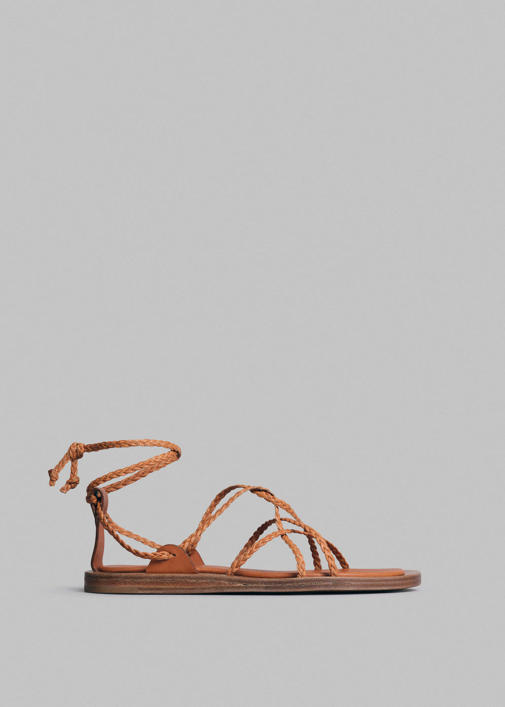 Braided Rope Sandal in Leather - Chestnut - CO