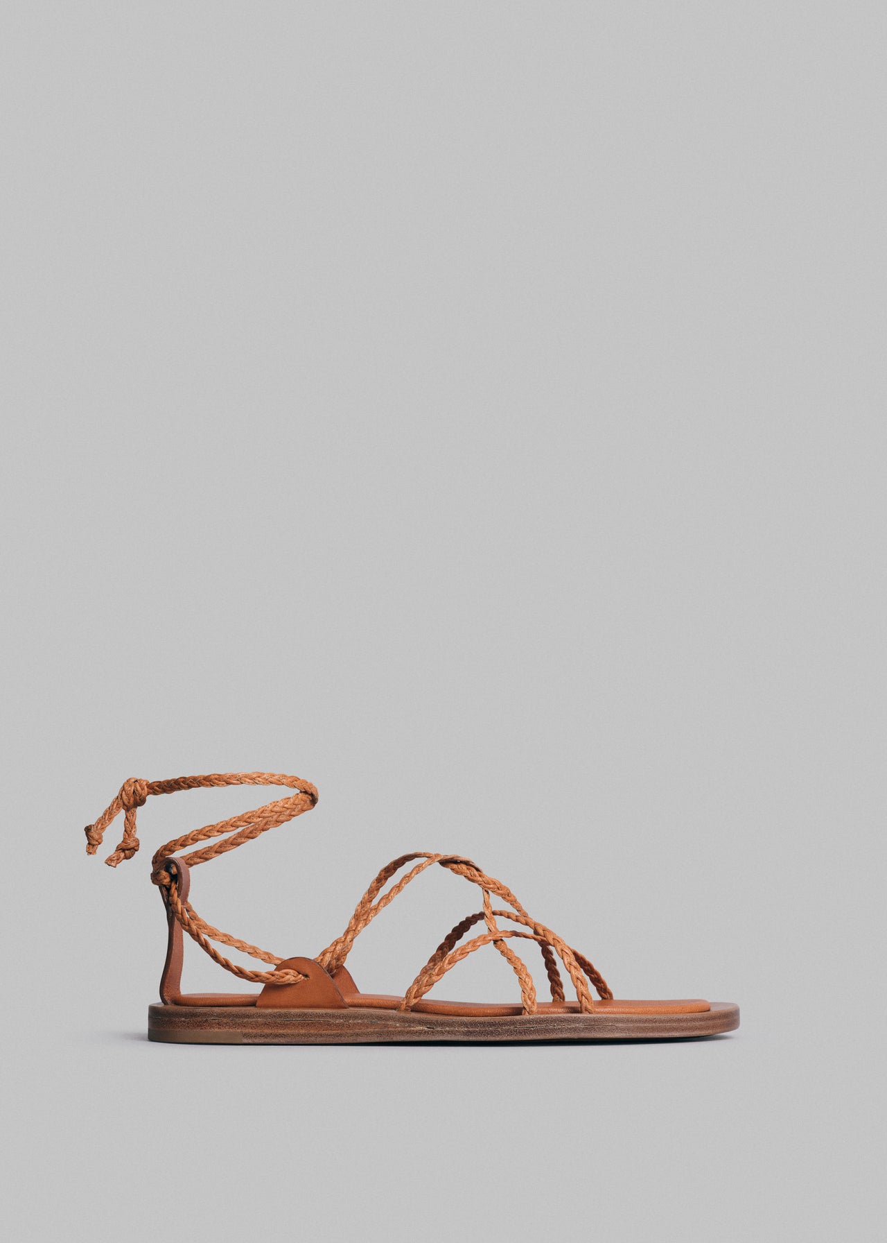 Braided Rope Sandal in Leather - Chestnut - CO