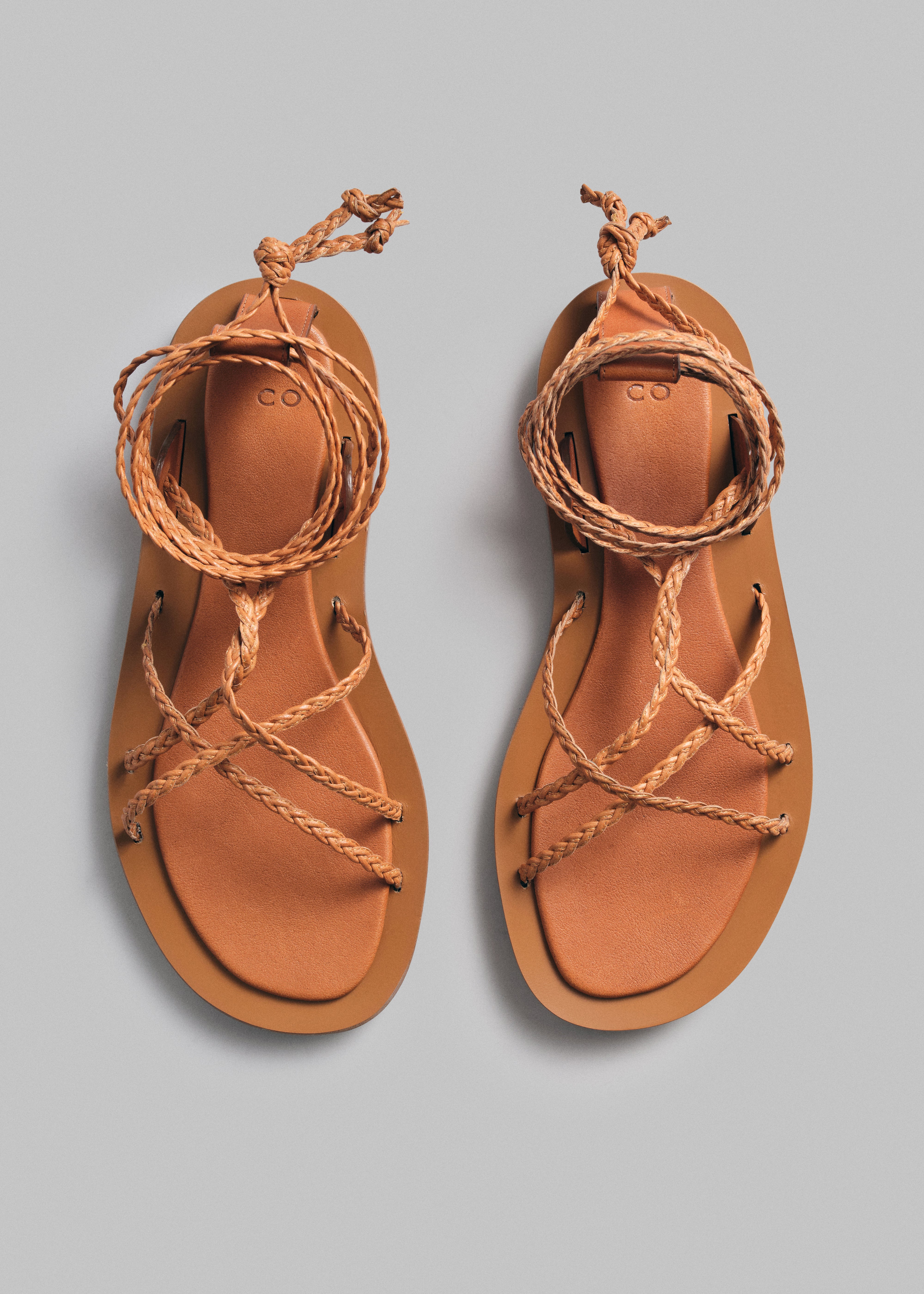 Braided Rope Sandal in Leather - Chestnut - CO Collections