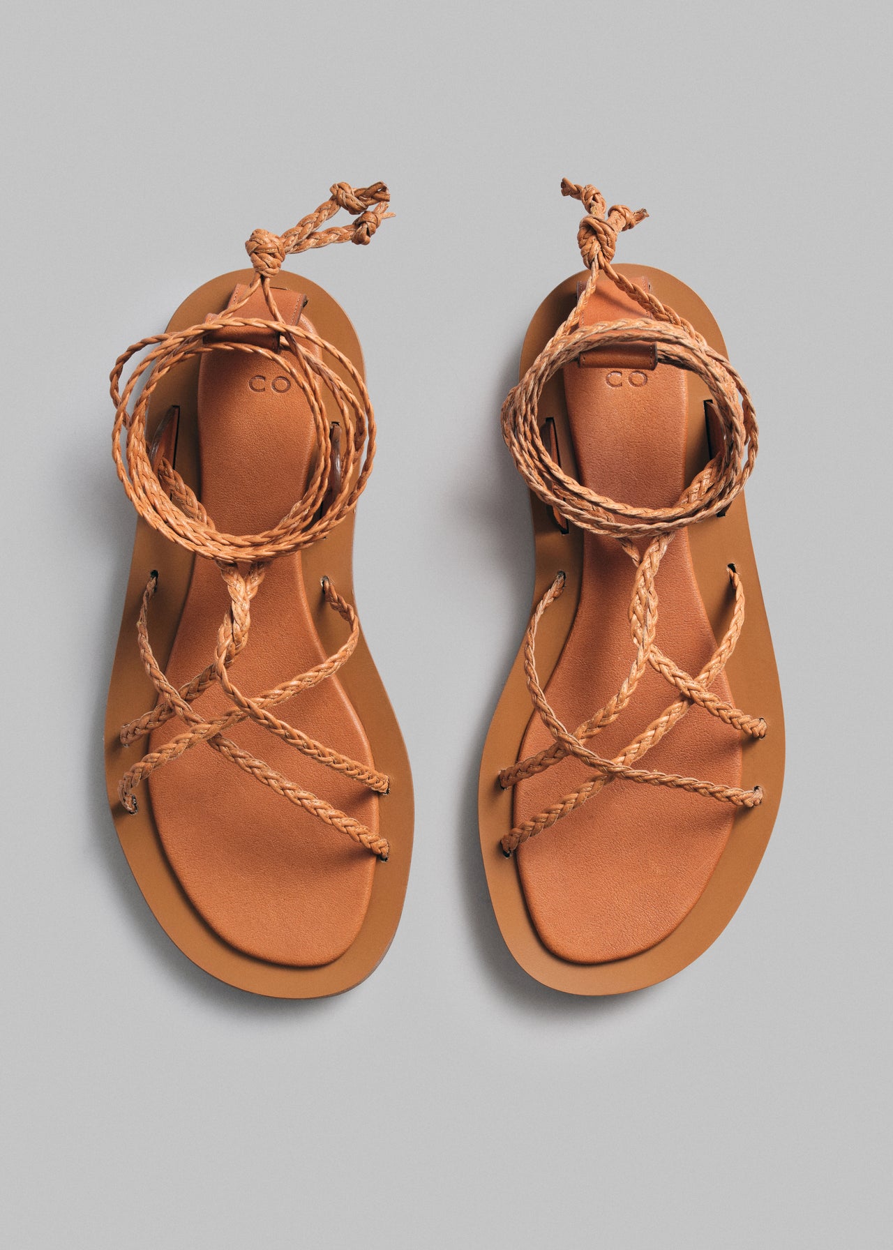 Braided Rope Sandal in Leather - Chestnut - CO