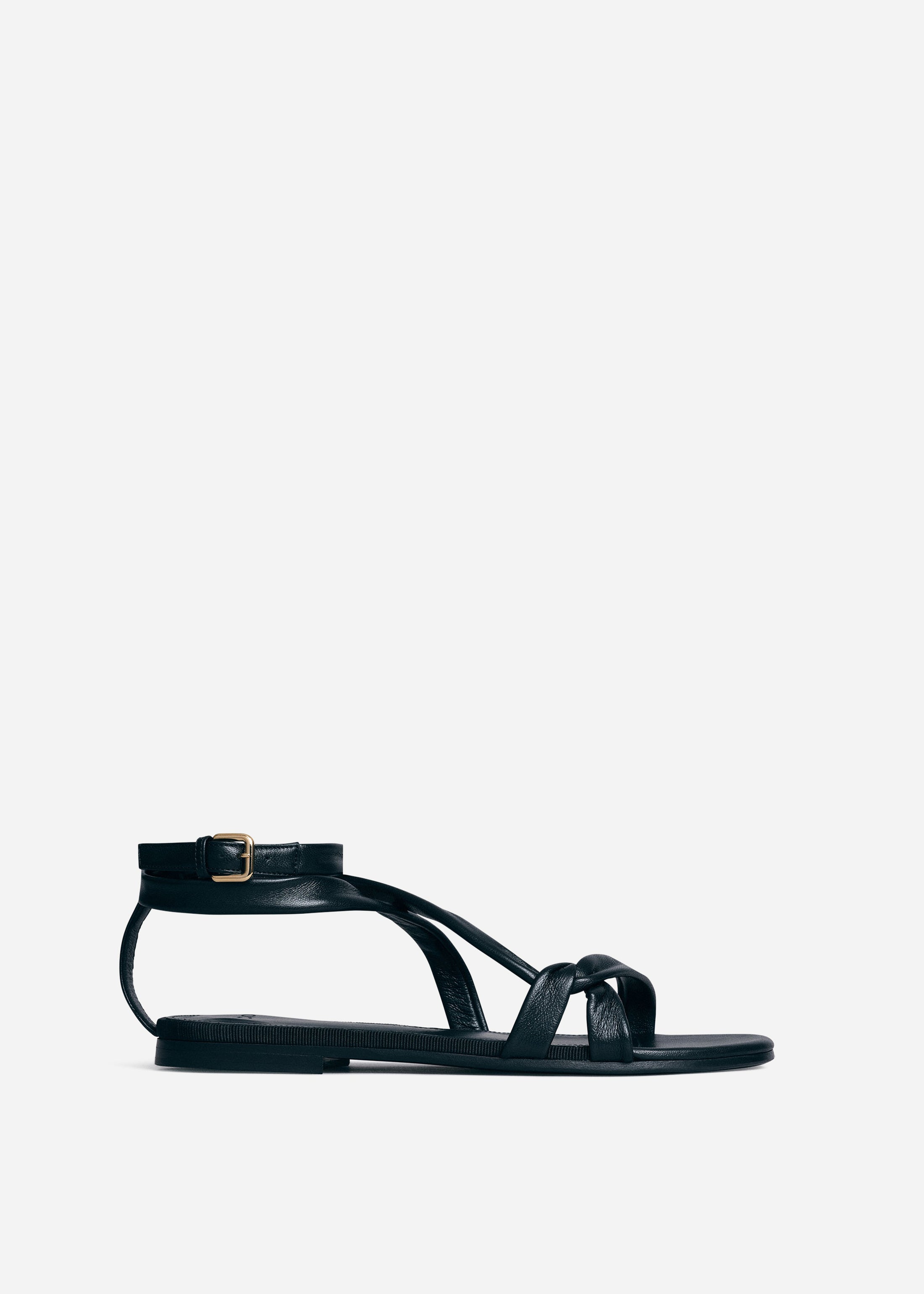 Asymmetric Leather Sandal in Black
