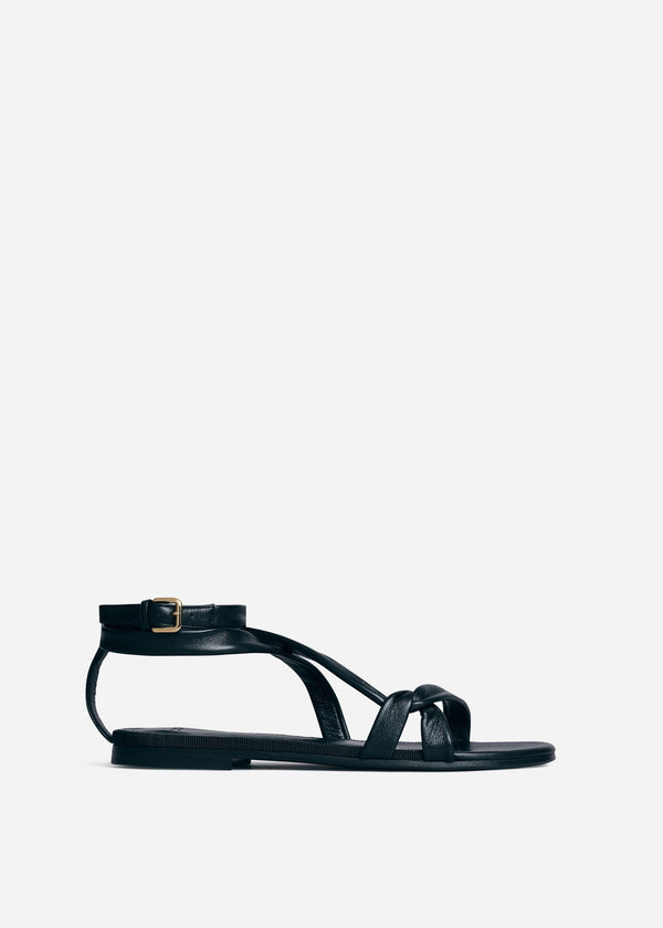 Asymmetric Leather Sandal in Black - CO
