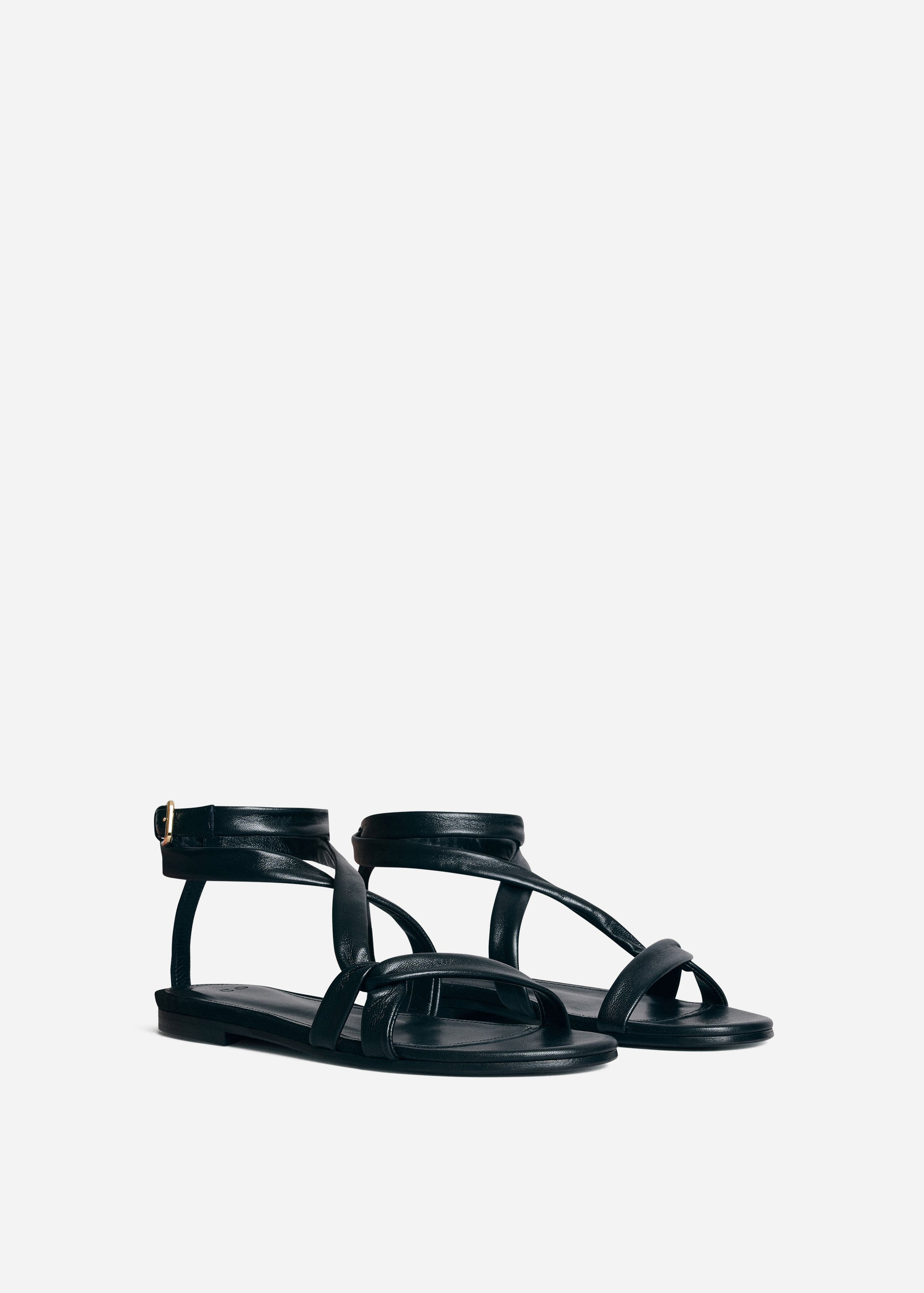 Asymmetric Leather Sandal in Black