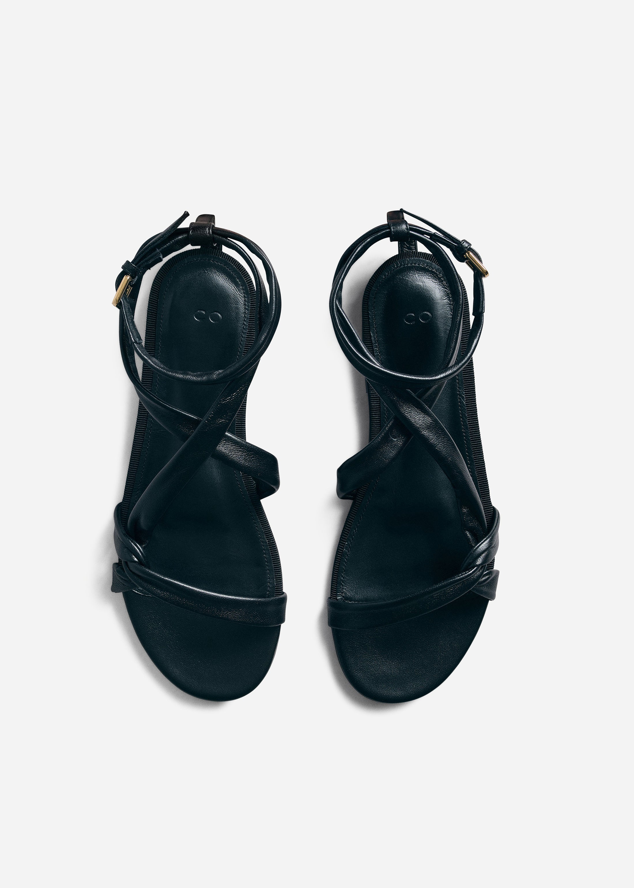 Asymmetric Leather Sandal in Black