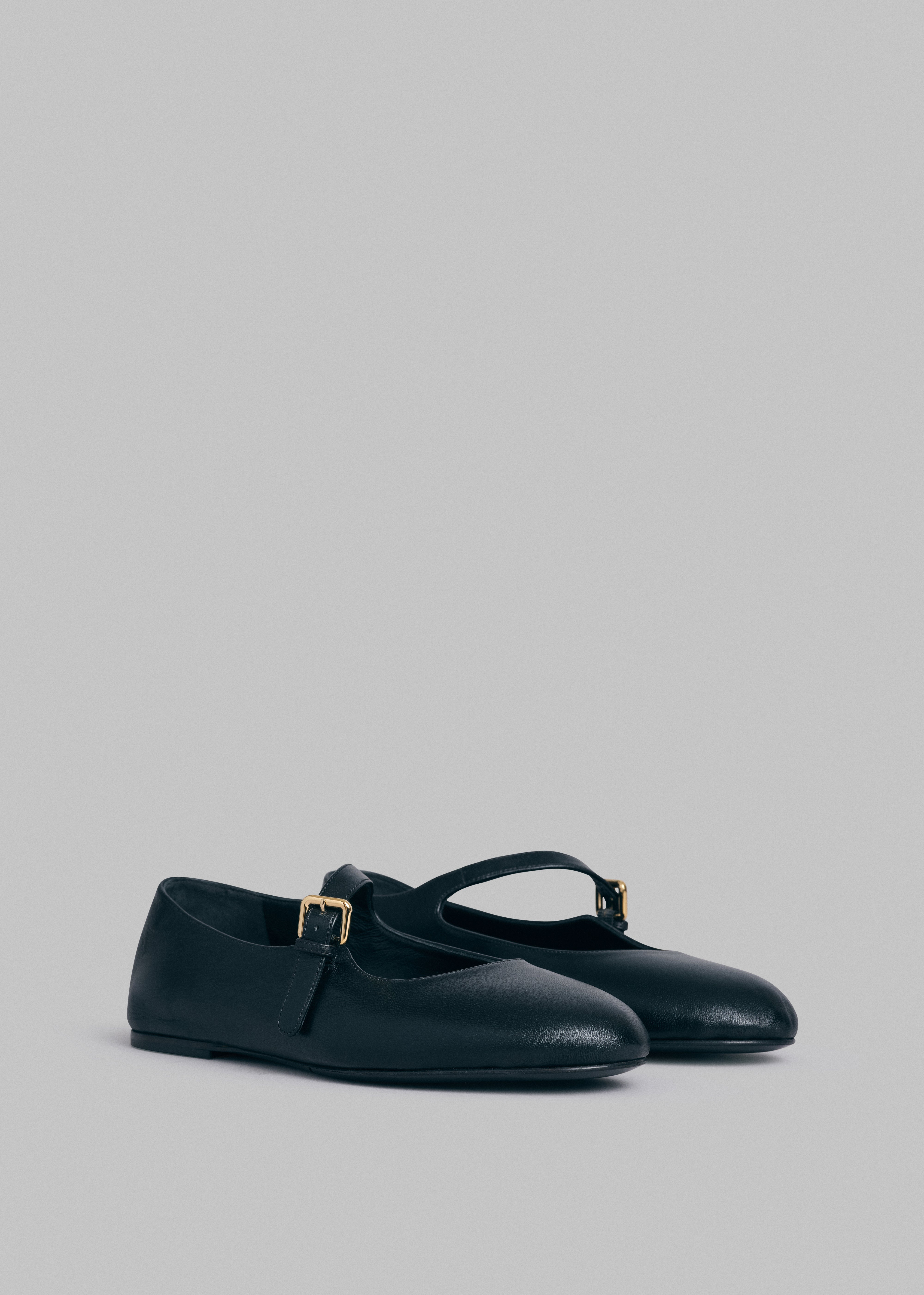 Round Toe Mary Jane in Leather - Black - CO Collections