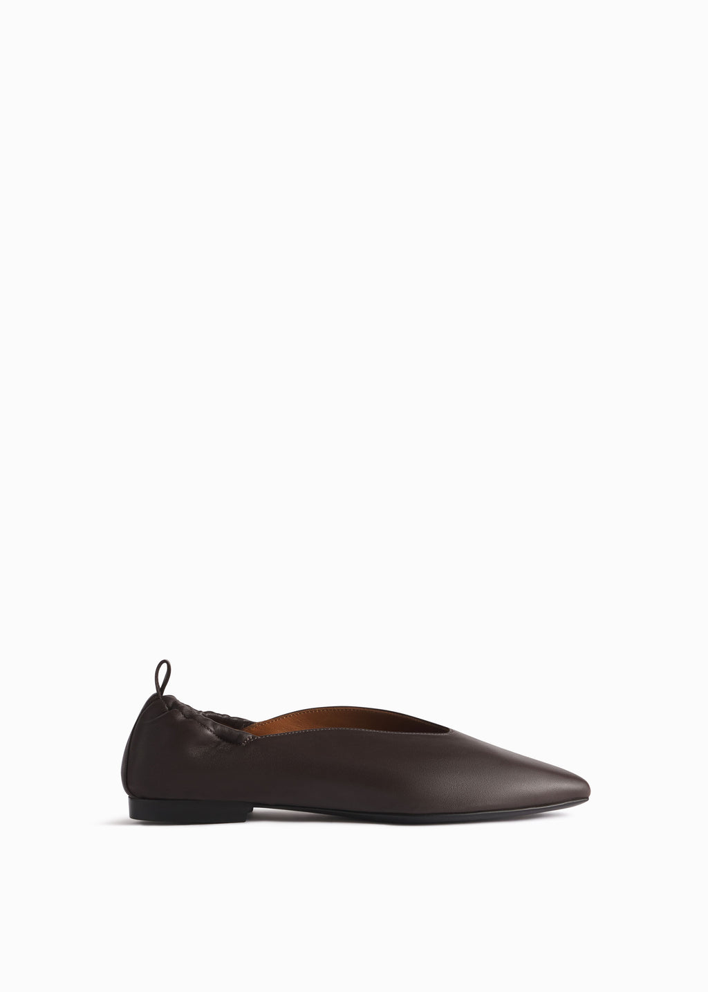 Ruched Back Pointed Flat in Chocolate - CO