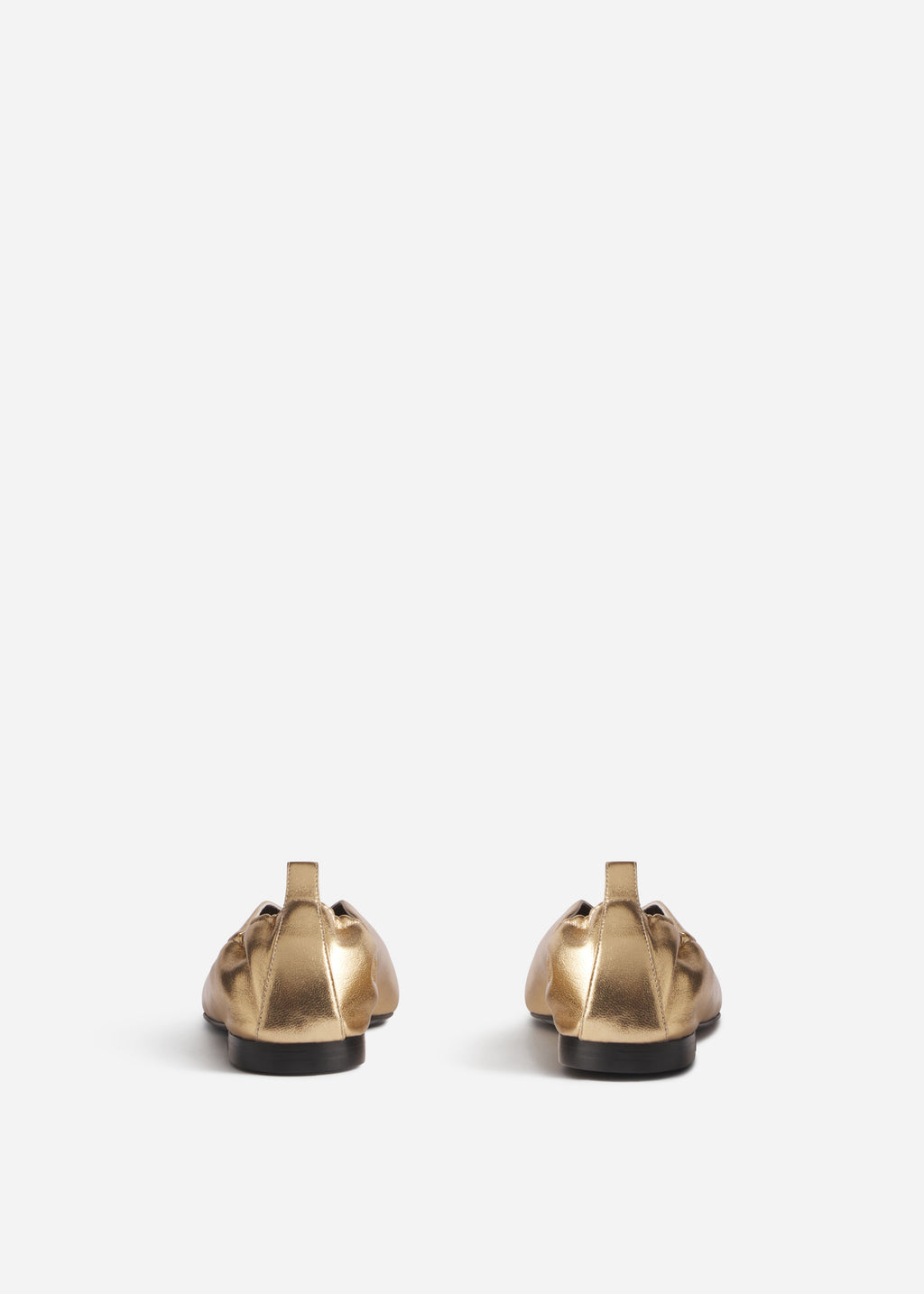 Leather Ruched Back Pointed Flat - Gold - CO