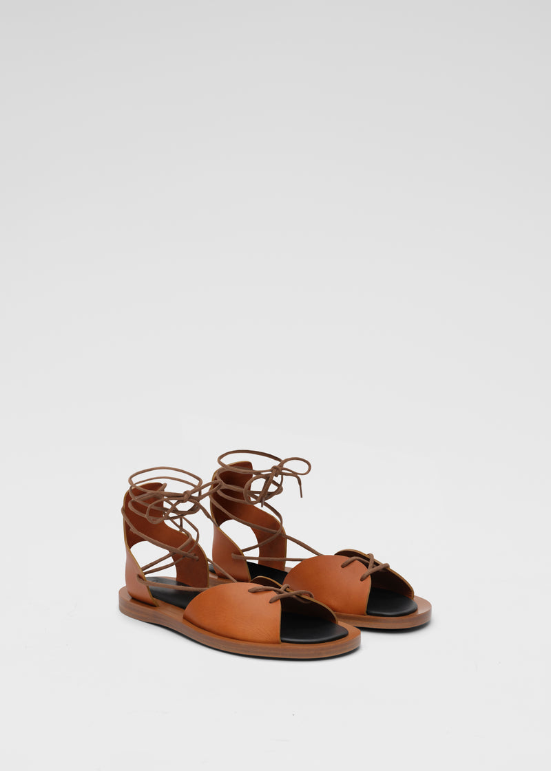 Gladiator Sandal in Leather - Chestnut - CO