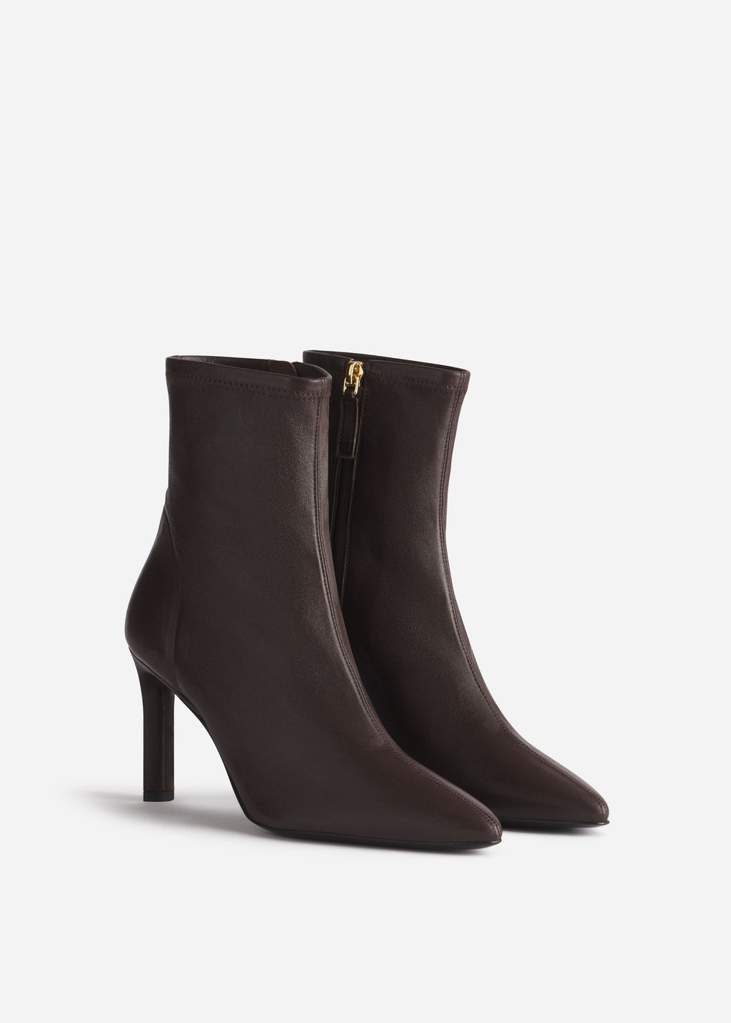 Heeled Leather Sock Bootie in Chocolate - CO