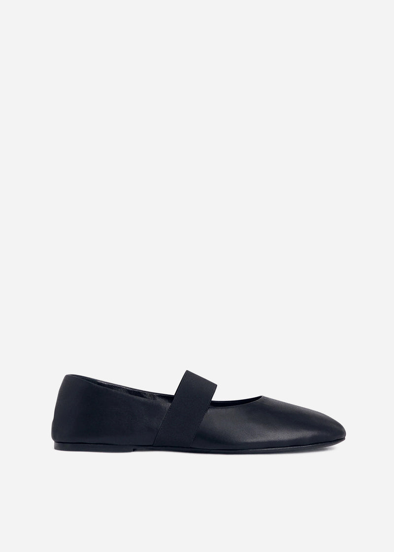 Elastic Ballerina Flat in Black - CO