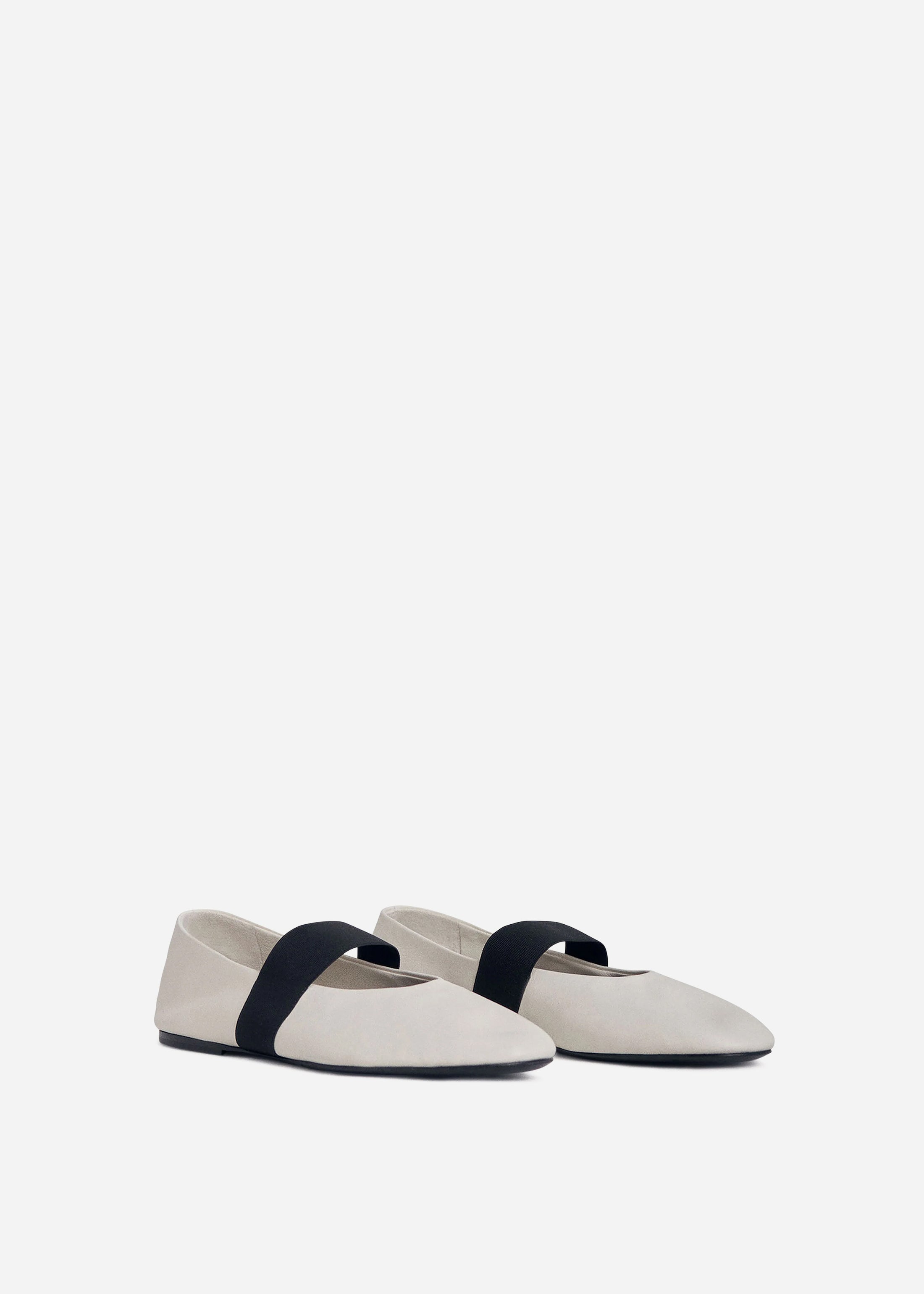 Elastic Ballerina Flat in Ivory
