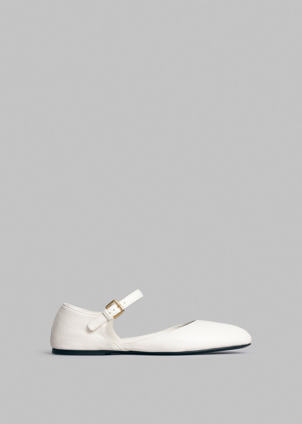 Round Toe D'Orsay Flat in Leather - Ivory - CO