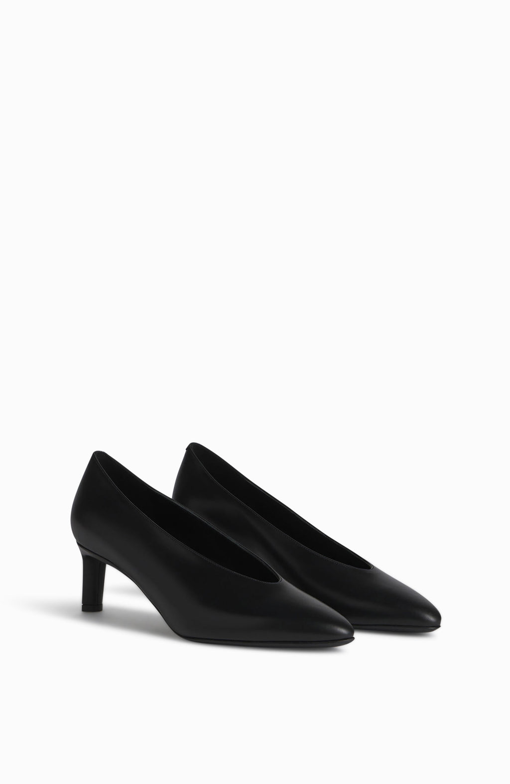 Pointed Ballerina Kitten Heel in Calfskin - Black - CO