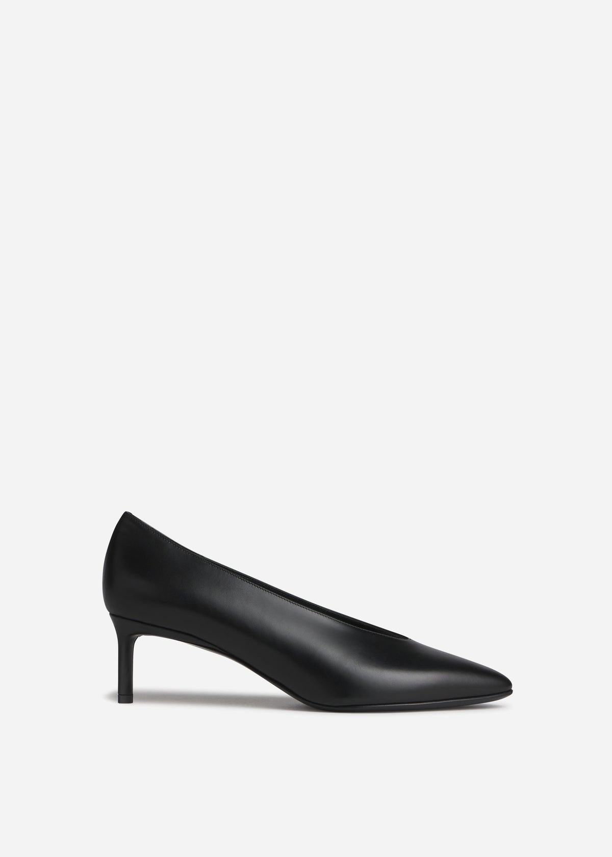 Pointed Kitten Heel in Leather - Black, image 1 of 5