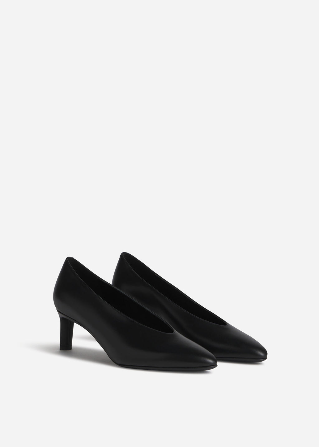 Pointed Kitten Heel in Leather - Black - CO