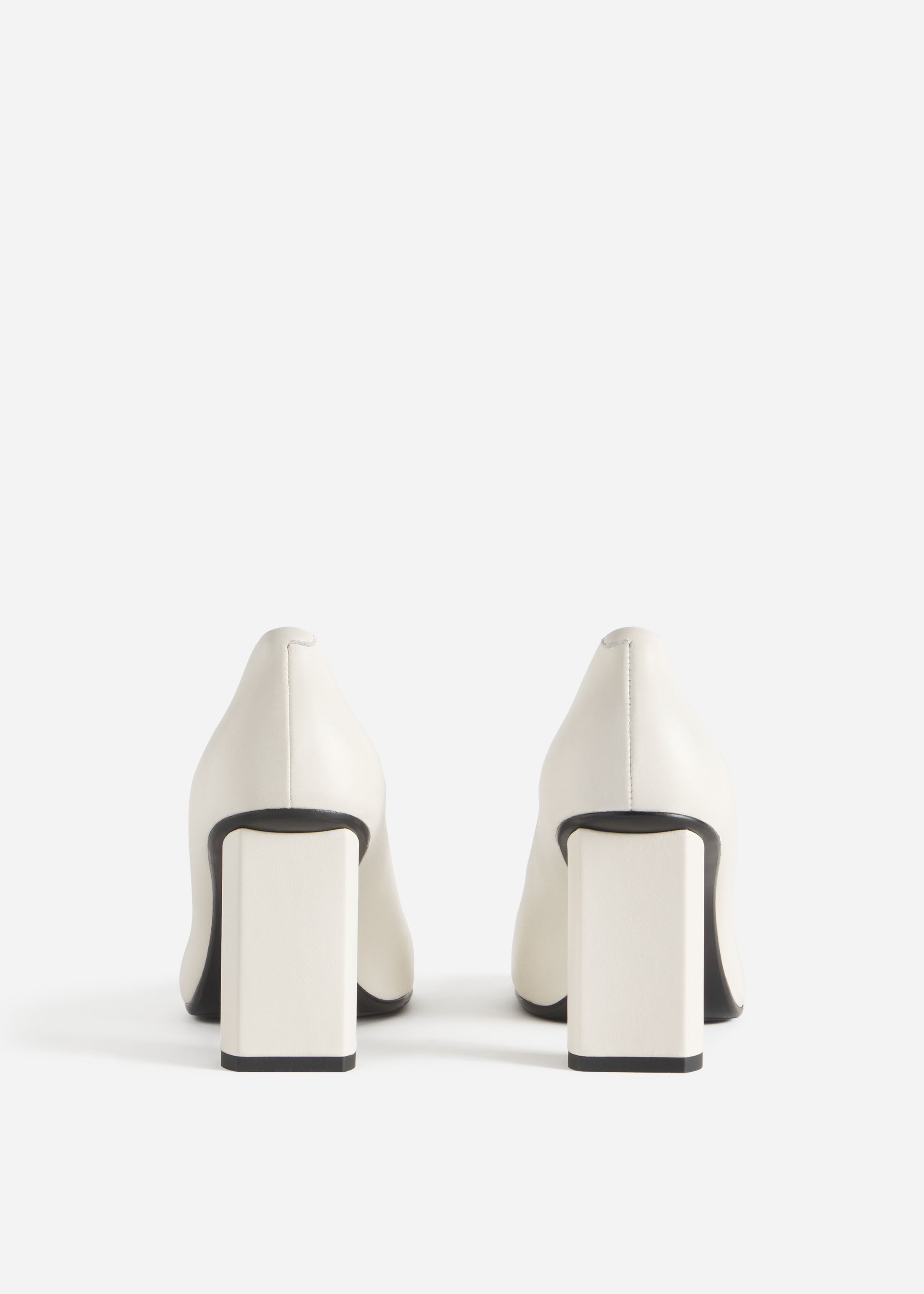 Block Heel in Stretch Leather - Ivory, image 3 of 3