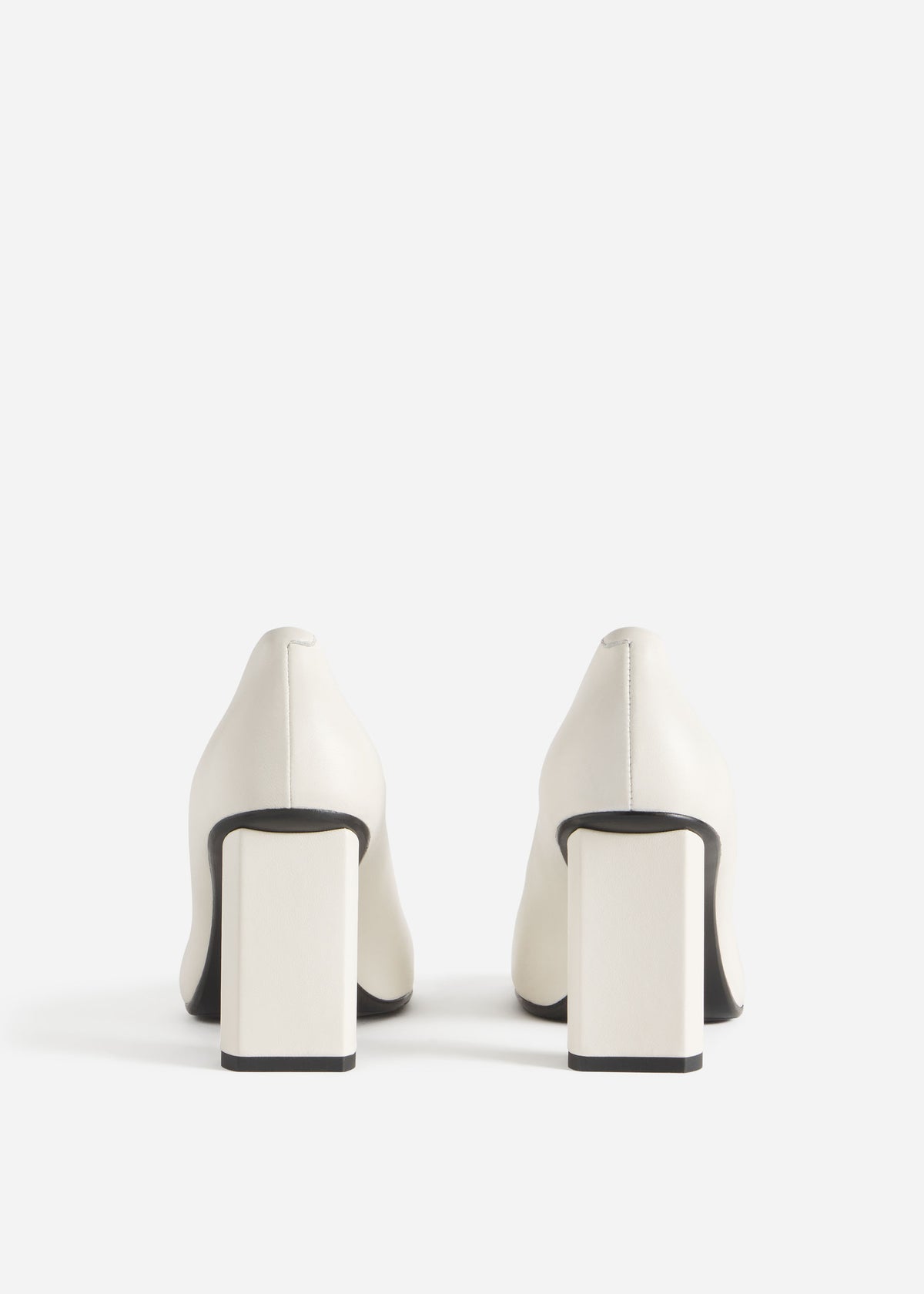 Block Heel in Stretch Leather - Ivory, image 3 of 3