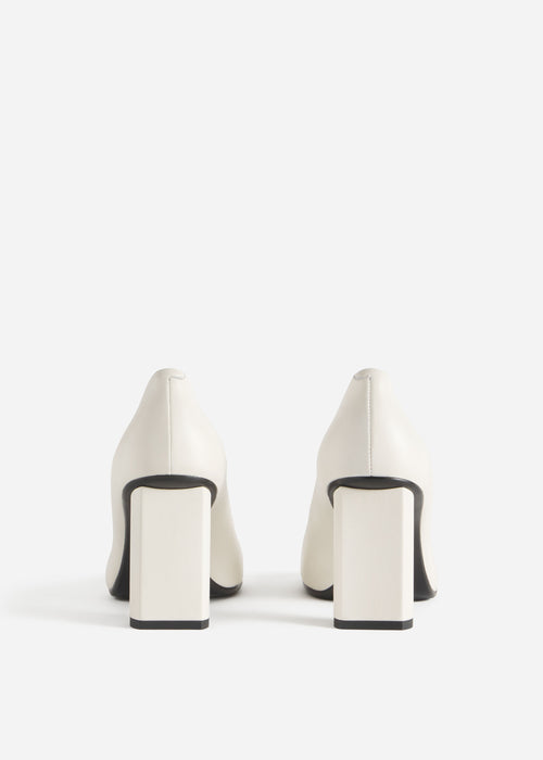 Block Heel in Stretch Leather - Ivory, image 3 of 3