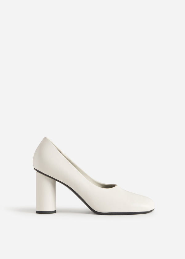 Block Heel in Stretch Leather - Ivory, image 1 of 3