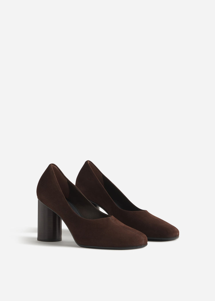 Block Heel in Stretch Leather - Chocolate, image 2 of 3