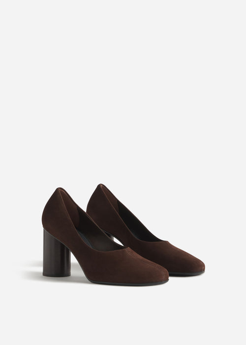 Block Heel in Stretch Leather - Chocolate, image 2 of 3