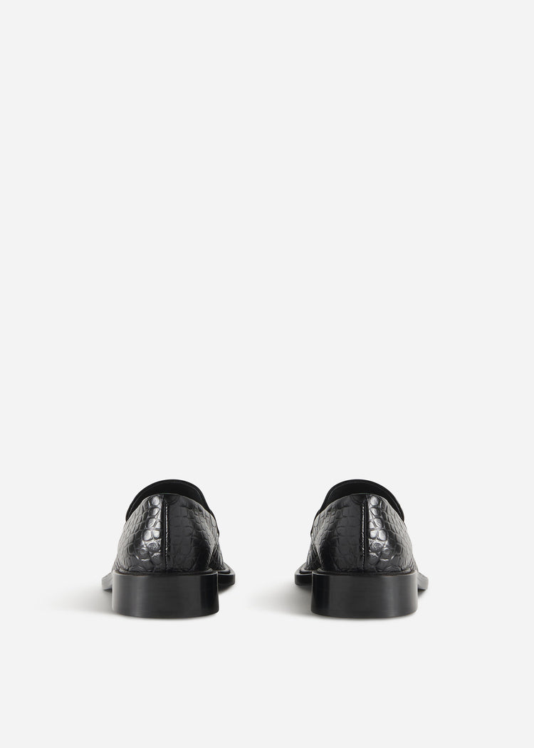 Moccasin Loafers in Embossed Leather - Black Crocodile, image 3 of 3