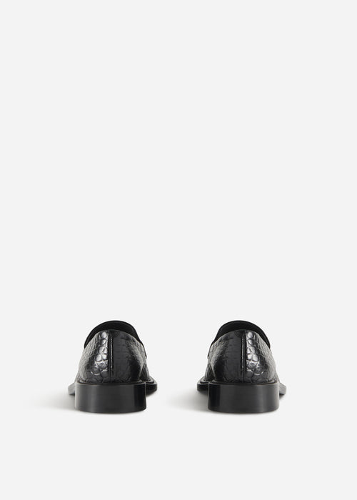 Moccasin Loafers in Embossed Leather - Black Crocodile, image 3 of 3