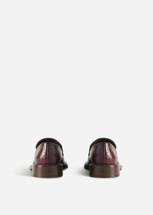 Moccasin Loafers in Embossed Leather - Chocolate Crocodile, image 3 of 3