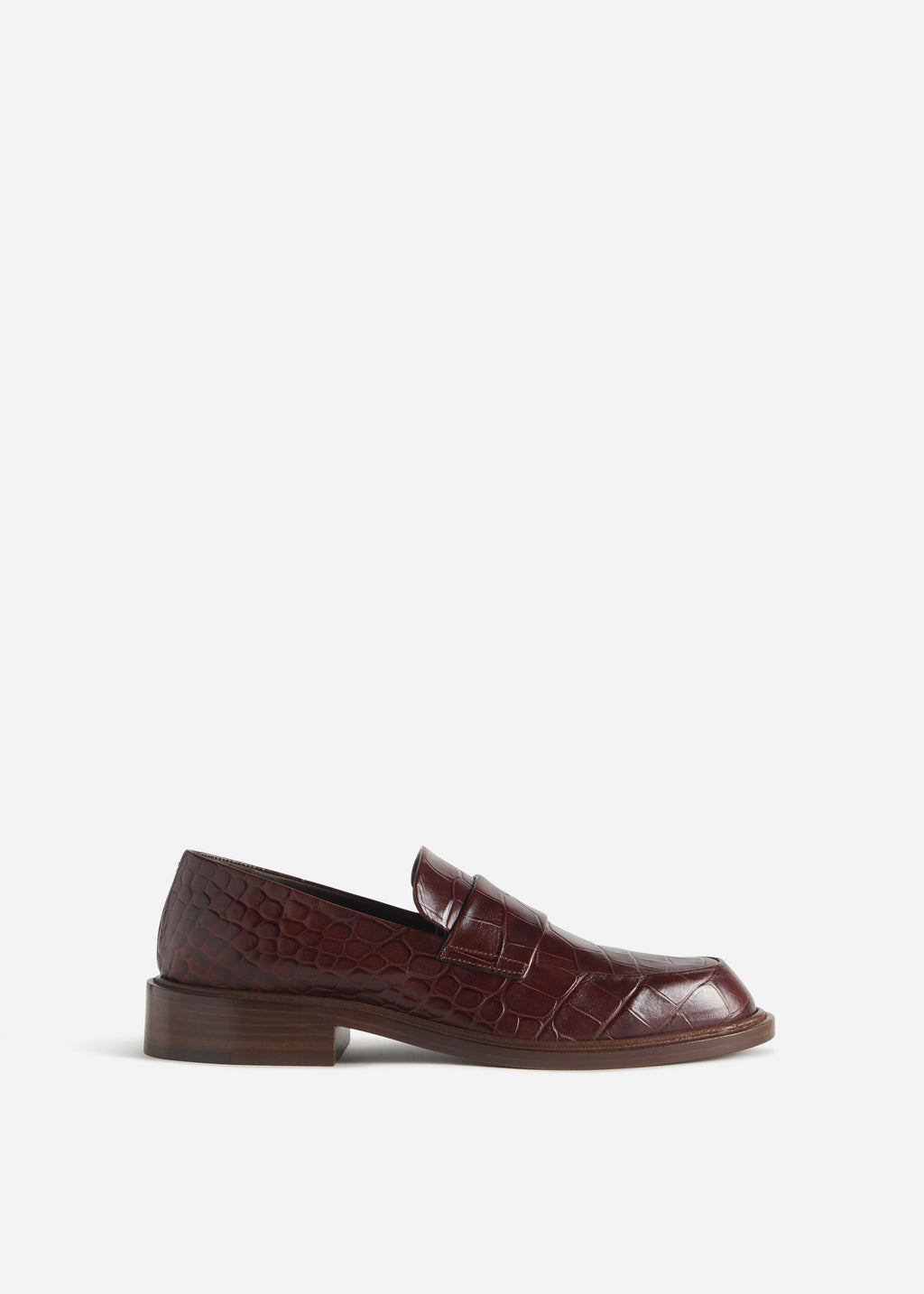 Moccasin Loafers in Embossed Leather - Chocolate Crocodile, image 1 of 3