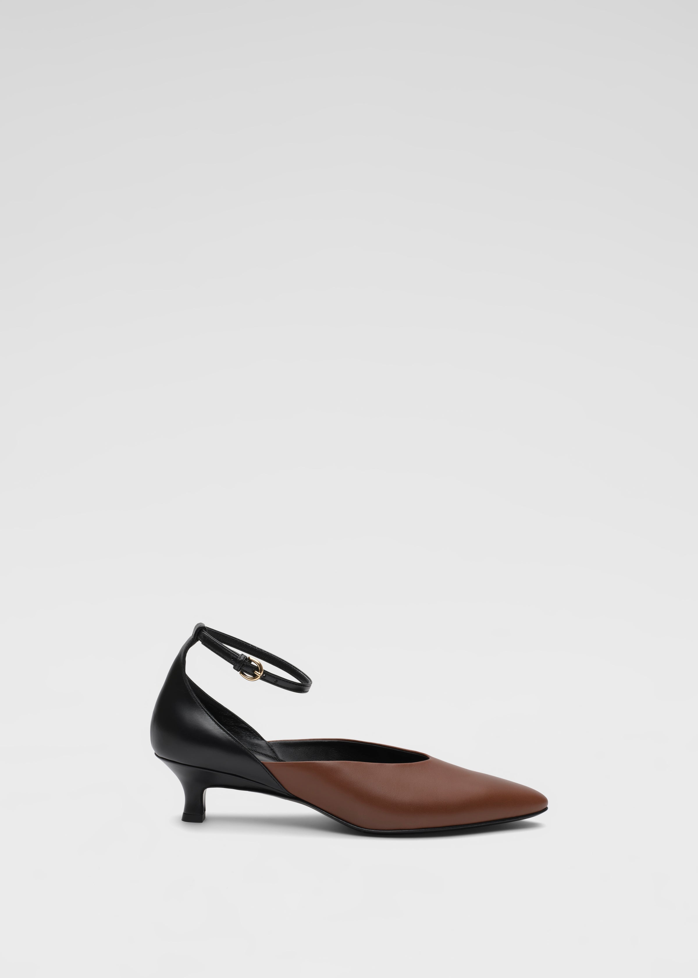 D'Orsay Kitten Heel in Leather - Chestnut