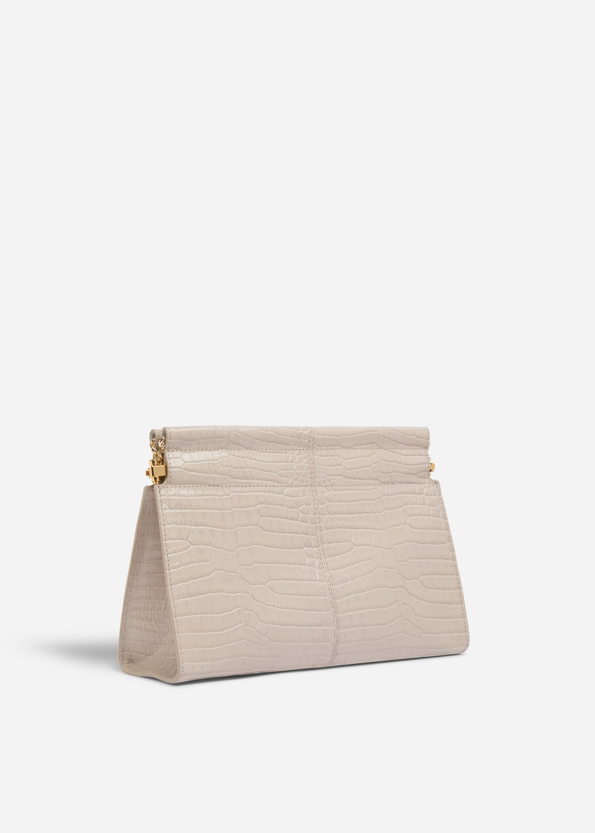 Small Leather Clutch with Chain - Grey, image 3 of 5